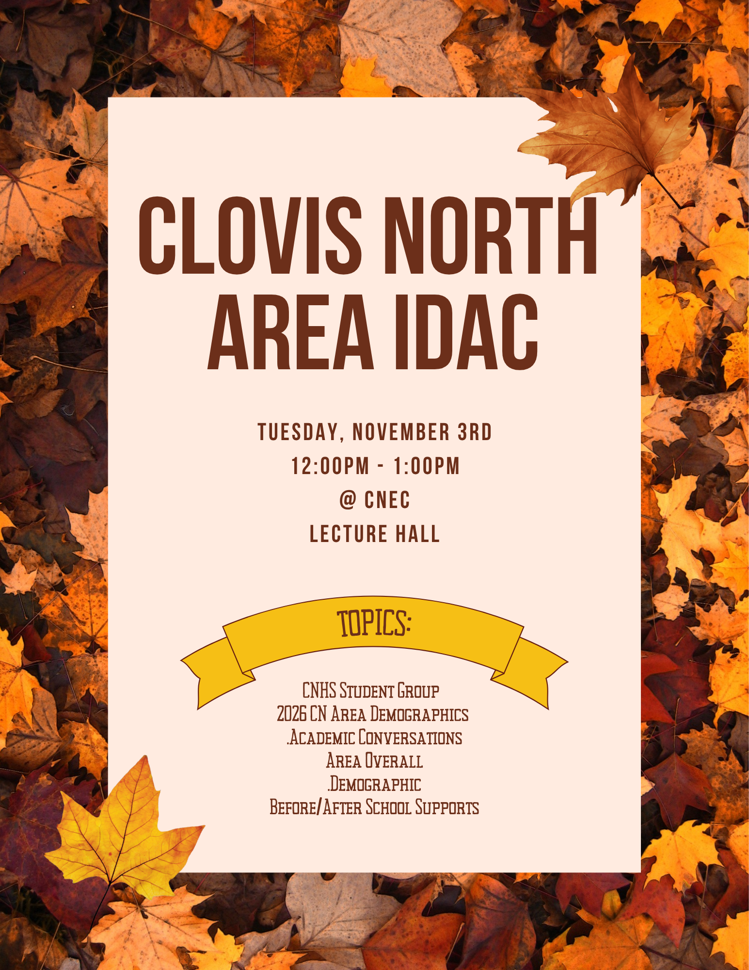Clovis North Area IDAC Meeting - Tuesday, November 3rd