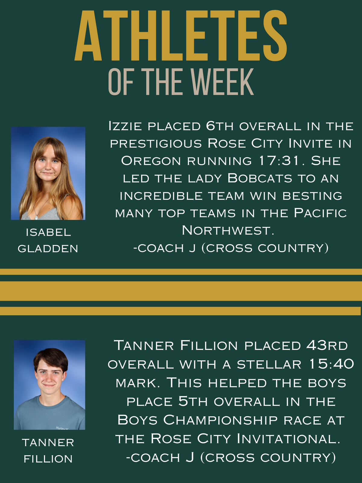 ATHLETES OF THE WEEK