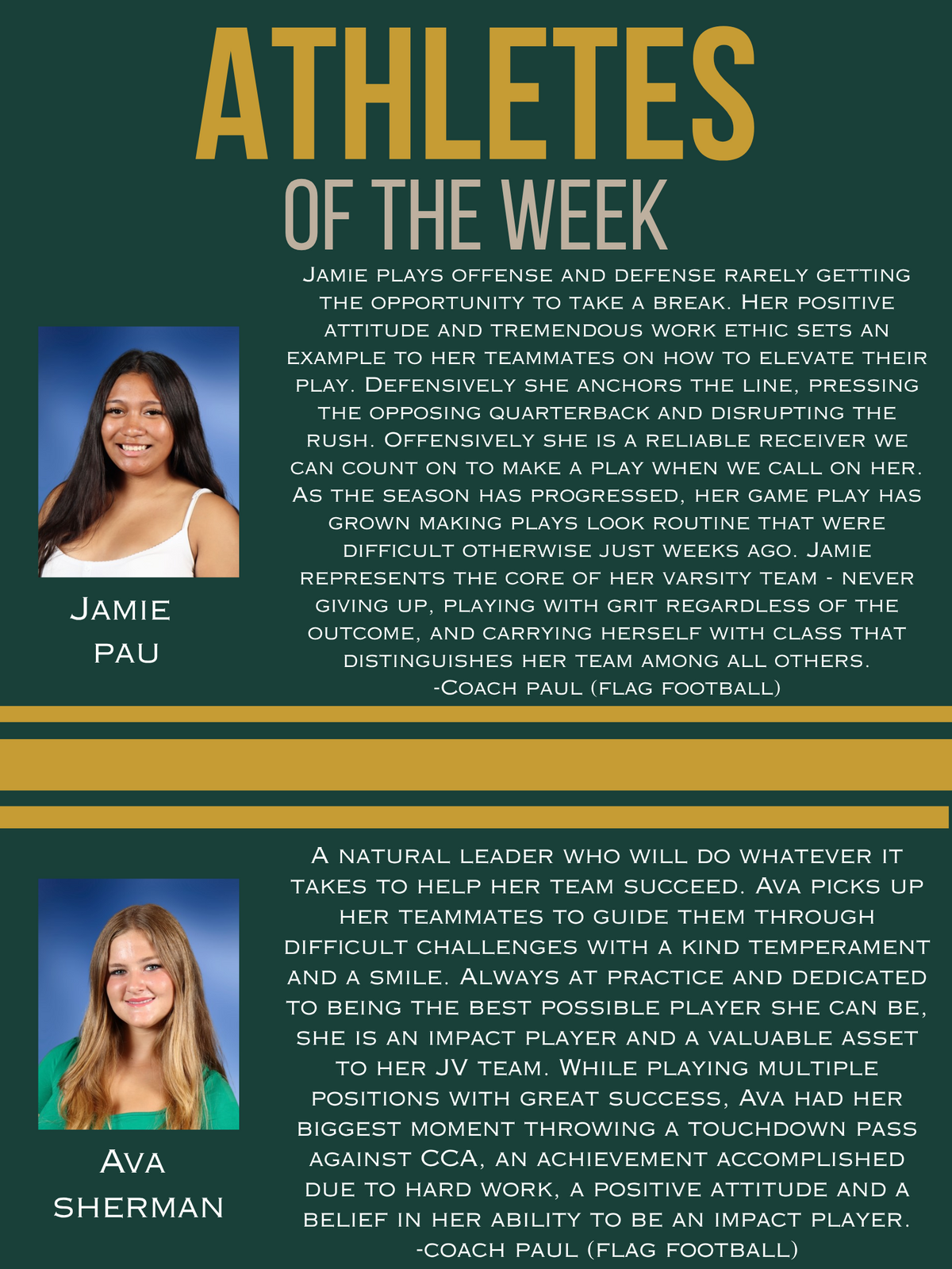 Athletes of the Week