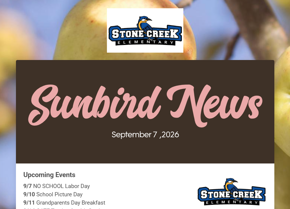 Sunbird News- week of 9/7/26