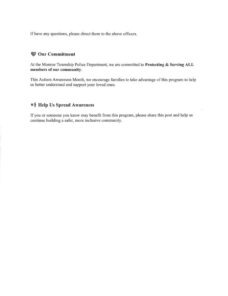 Text from the Monroe Township Police Department about their commitment to protecting and serving all community members.