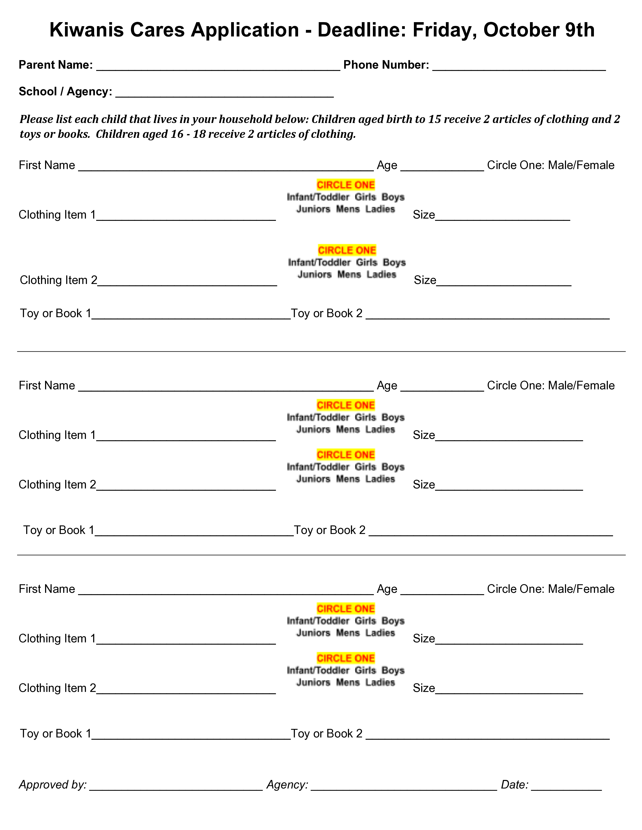 Kiwanis Cares Holiday Gift Program 