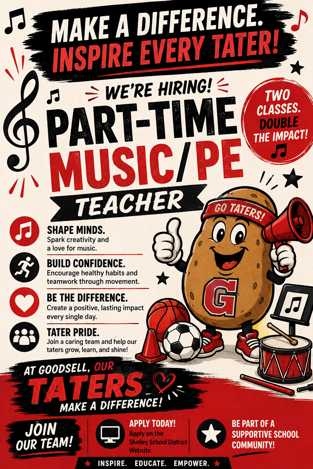 Music/PE Teacher Job  Opening
