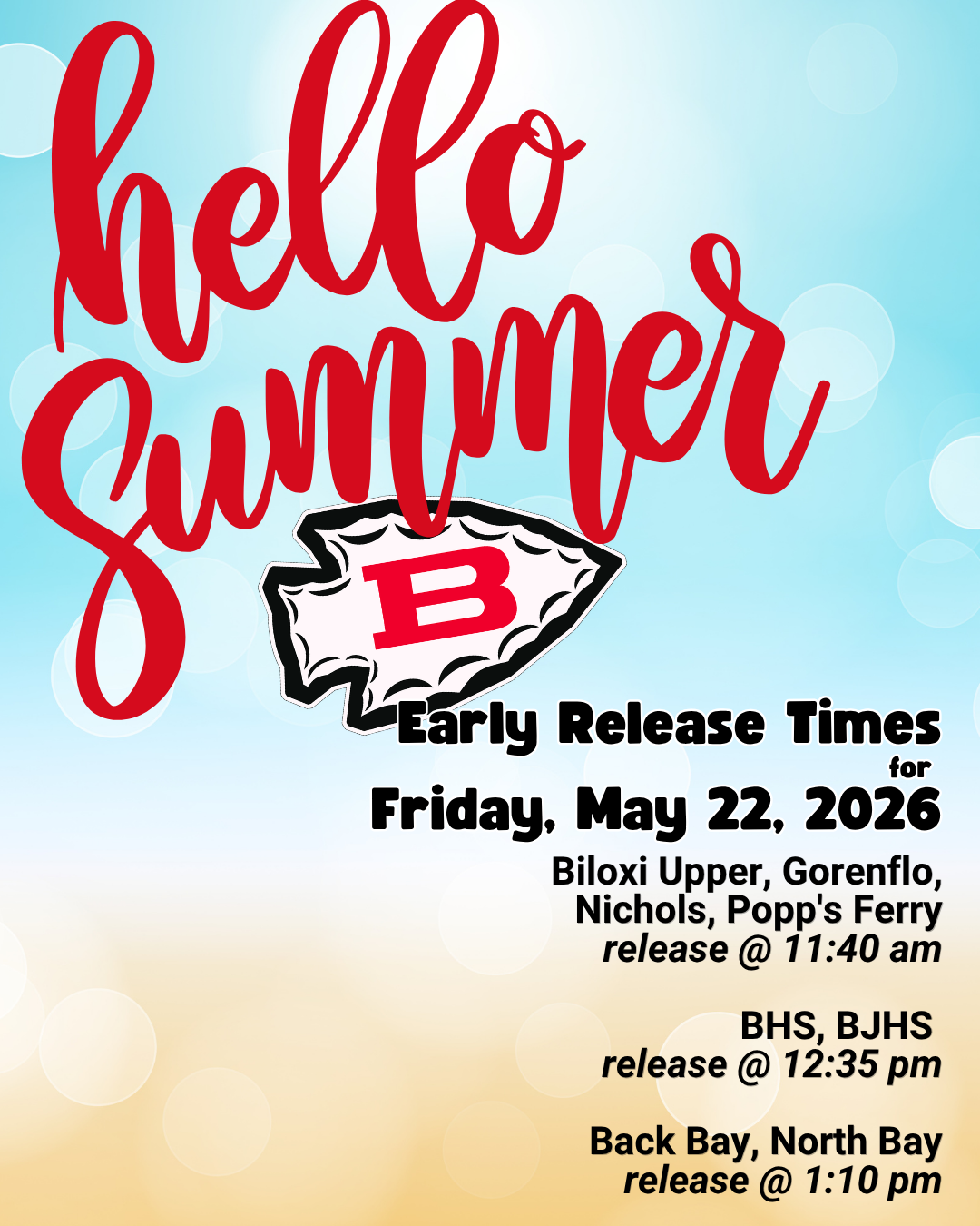 Early Release Times for 5/22/26