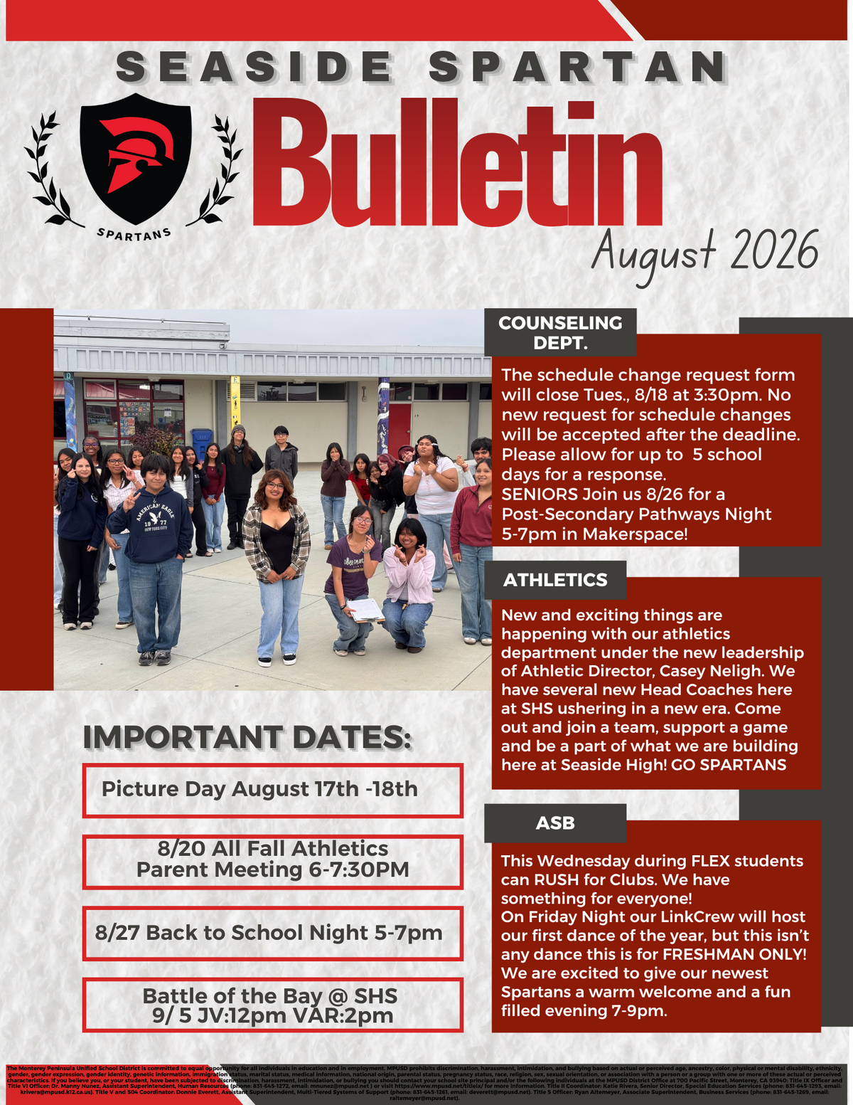 August Spartan Bulletin 