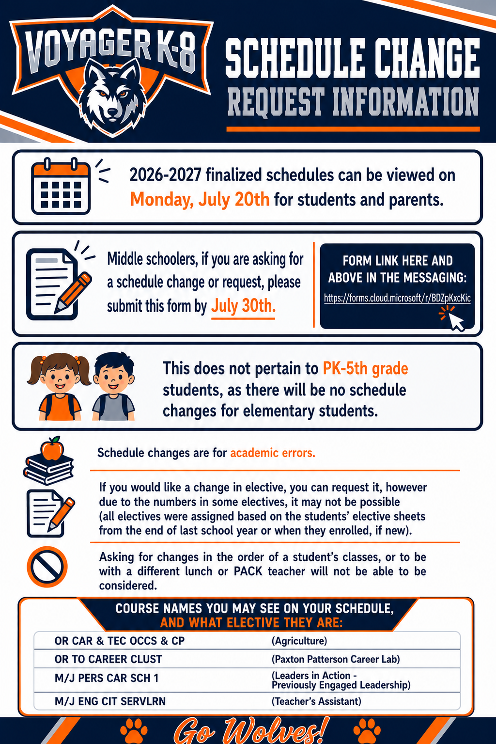Schedules in FOCUS and requesting schedule change