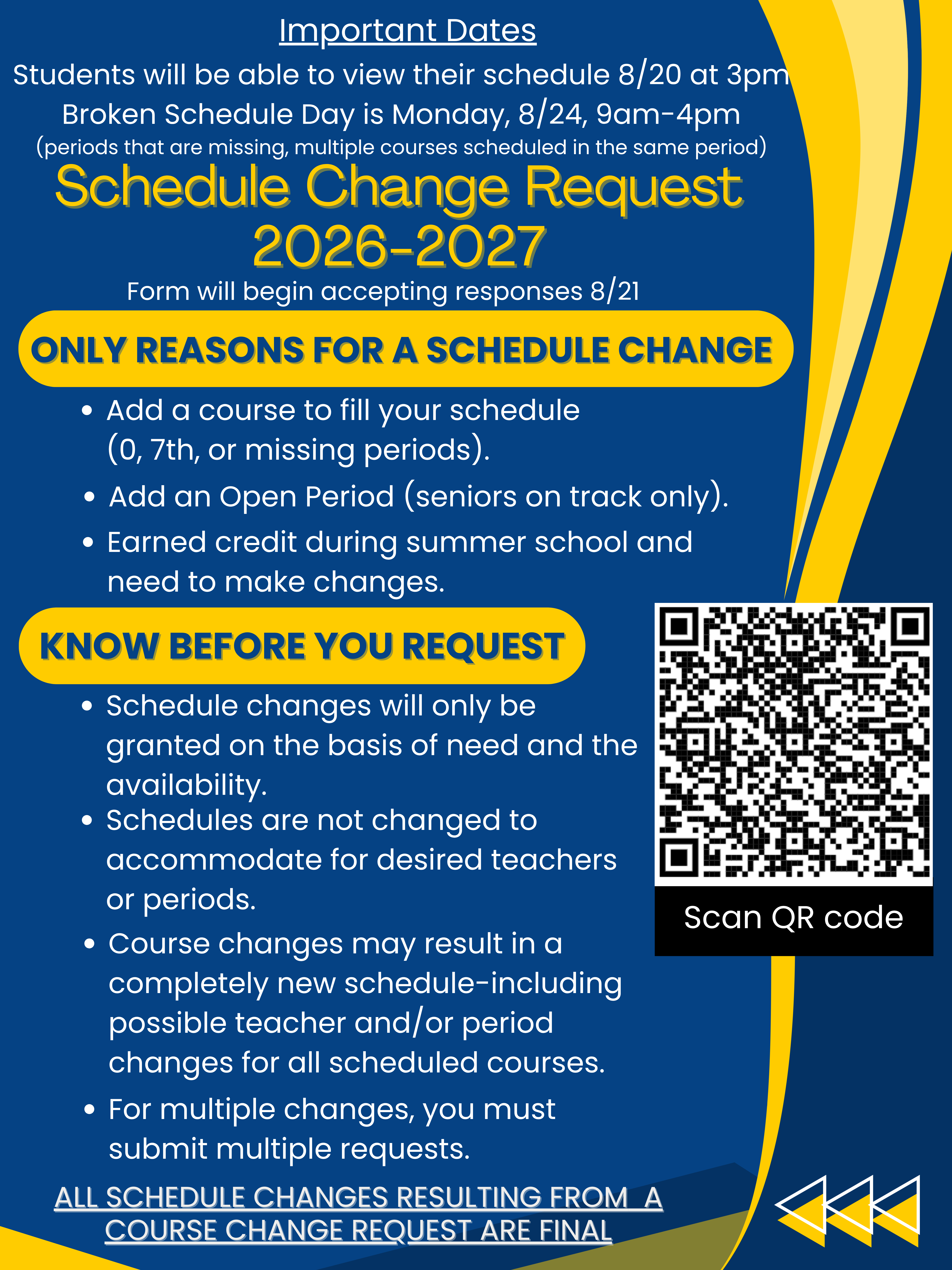 Important Schedule Information