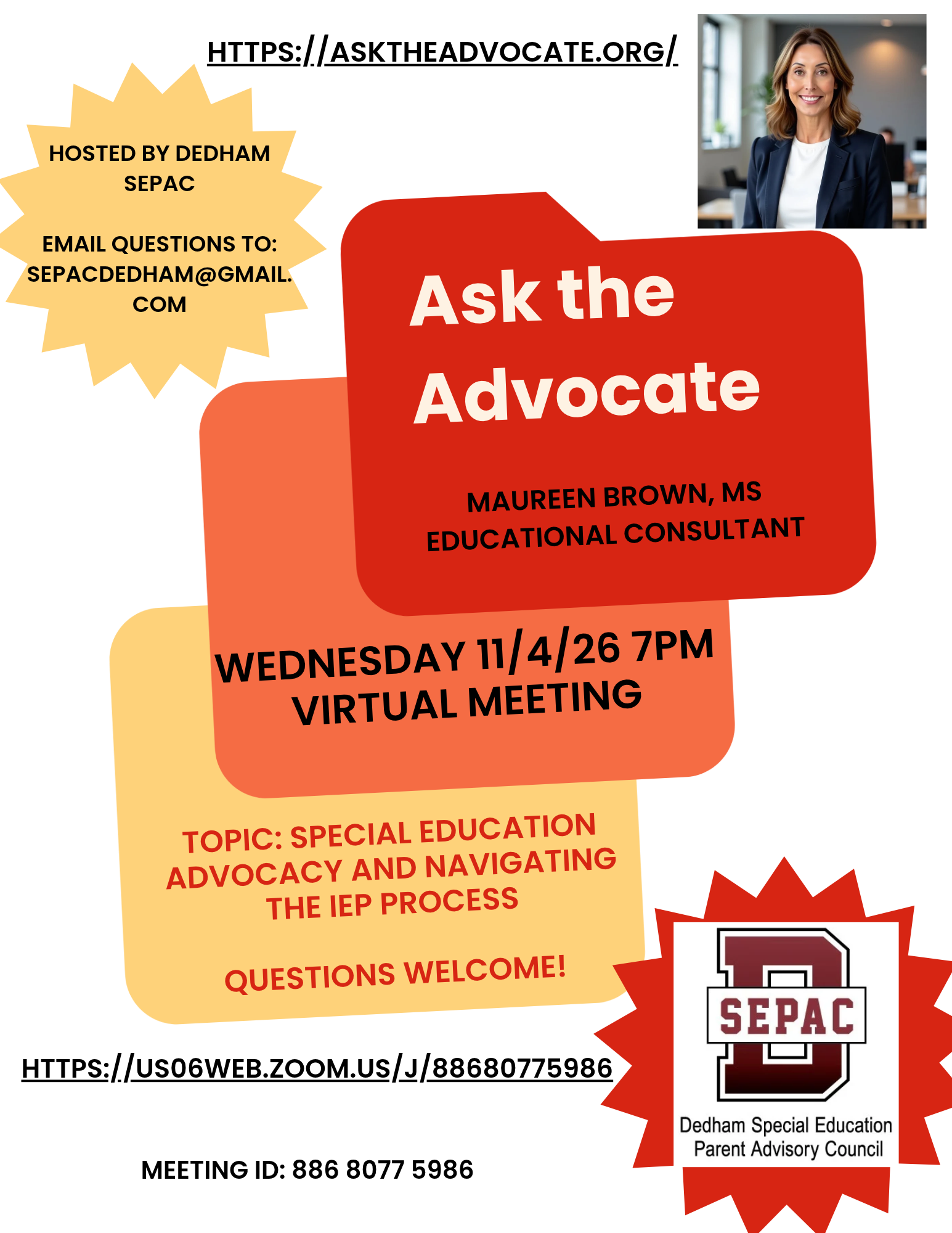 SEPAC Event - Advocacy and Navigating the IEP Process - 11/4/26