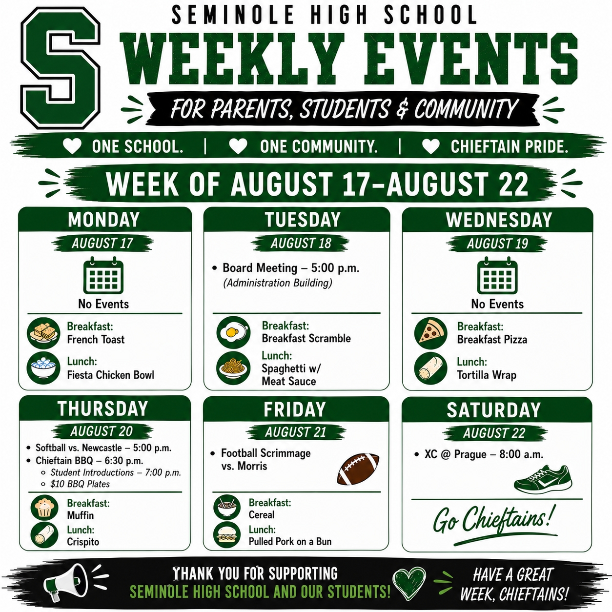 WEEKLY EVENTS (WEEK OF AUG. 17)