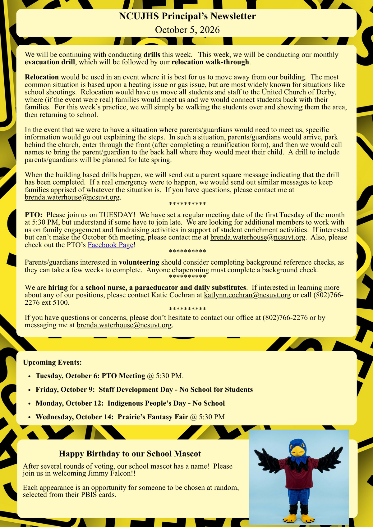 October 5, 2026 Newsletter