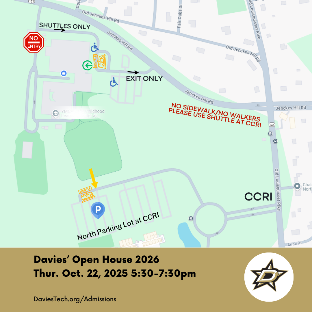 Davies' Open House Tonight! ALL PARKING AT CCRI Lincoln Campus - Link Enclosed.