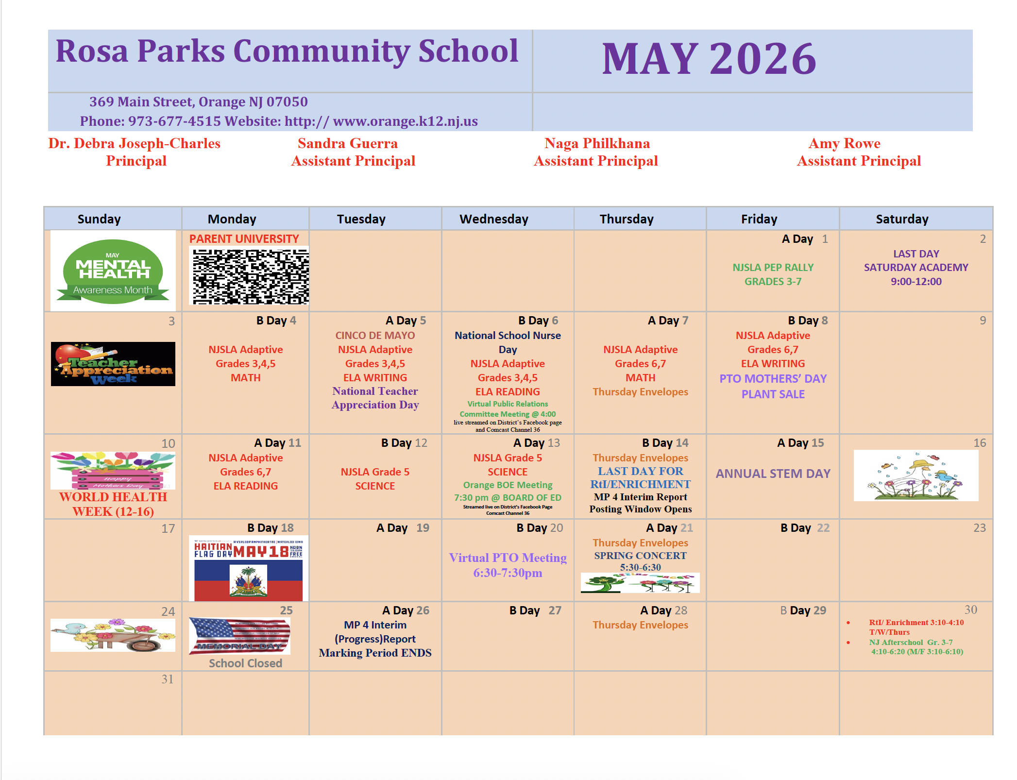 RPCS Calendar May 2026
