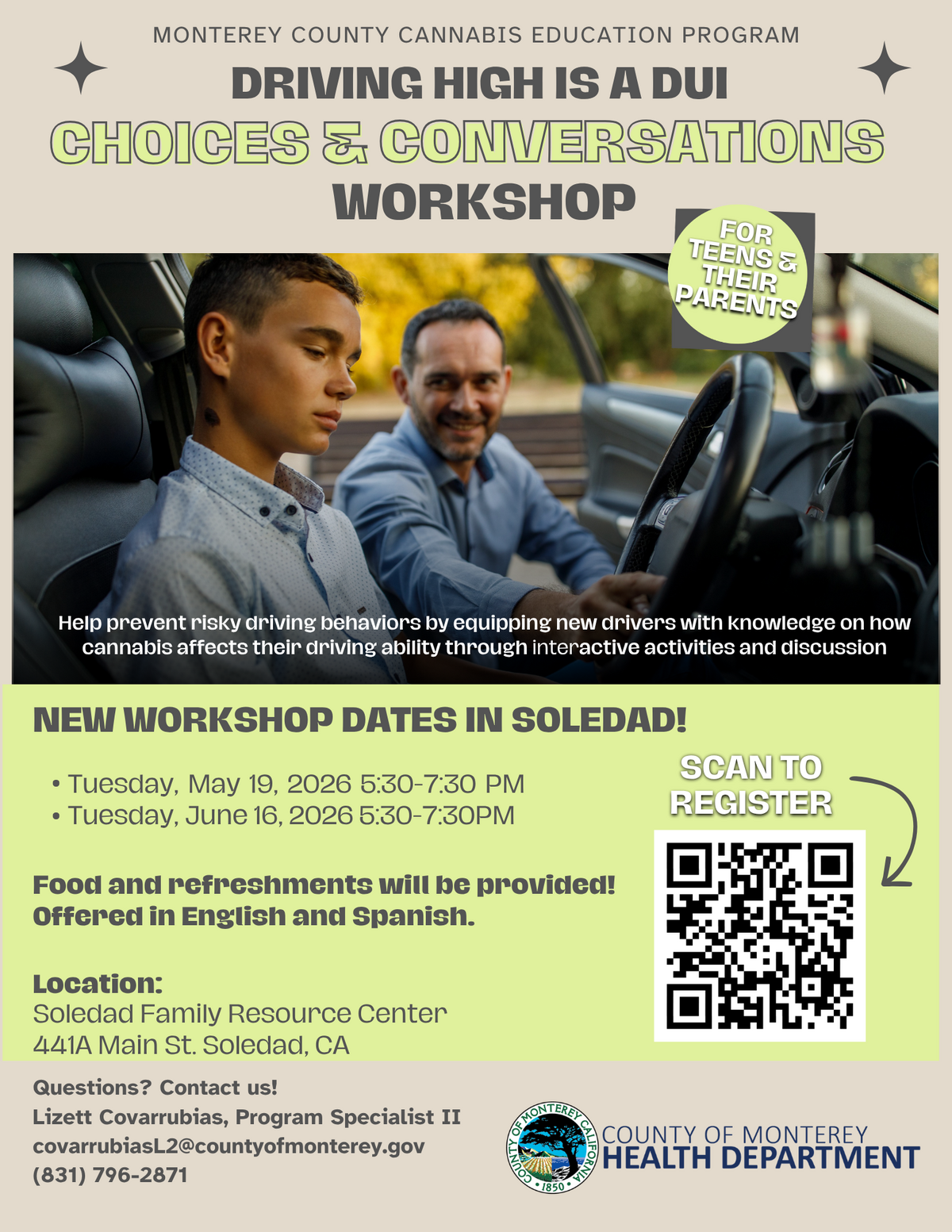 Parents & Teens Workshop: Driving High is a DUI