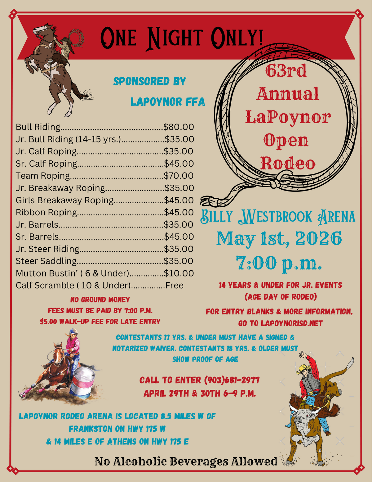 🤠 63rd Annual LaPoynor Open Rodeo - Entry Form Attached 🤠