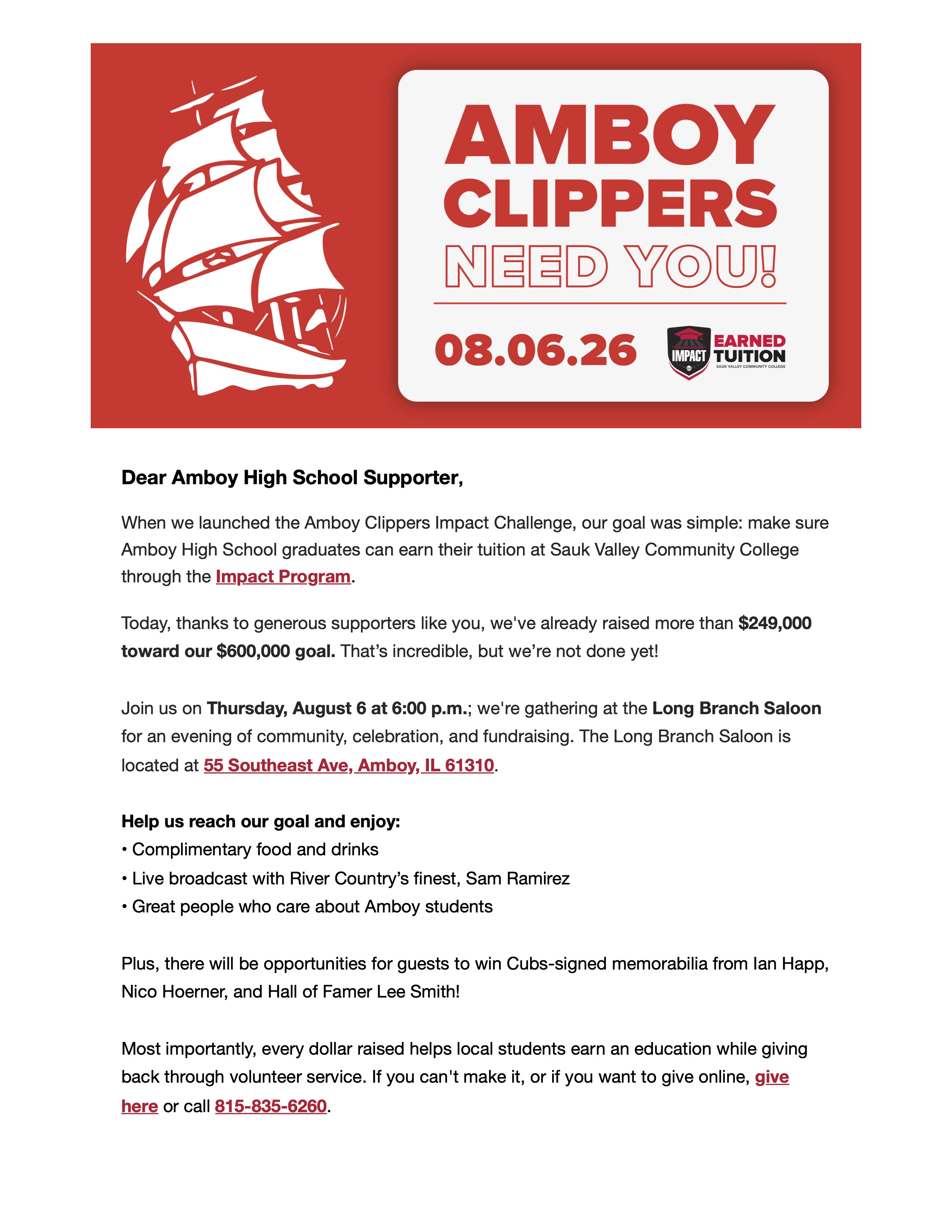 Invest in Amboy Clippers Impact Students!