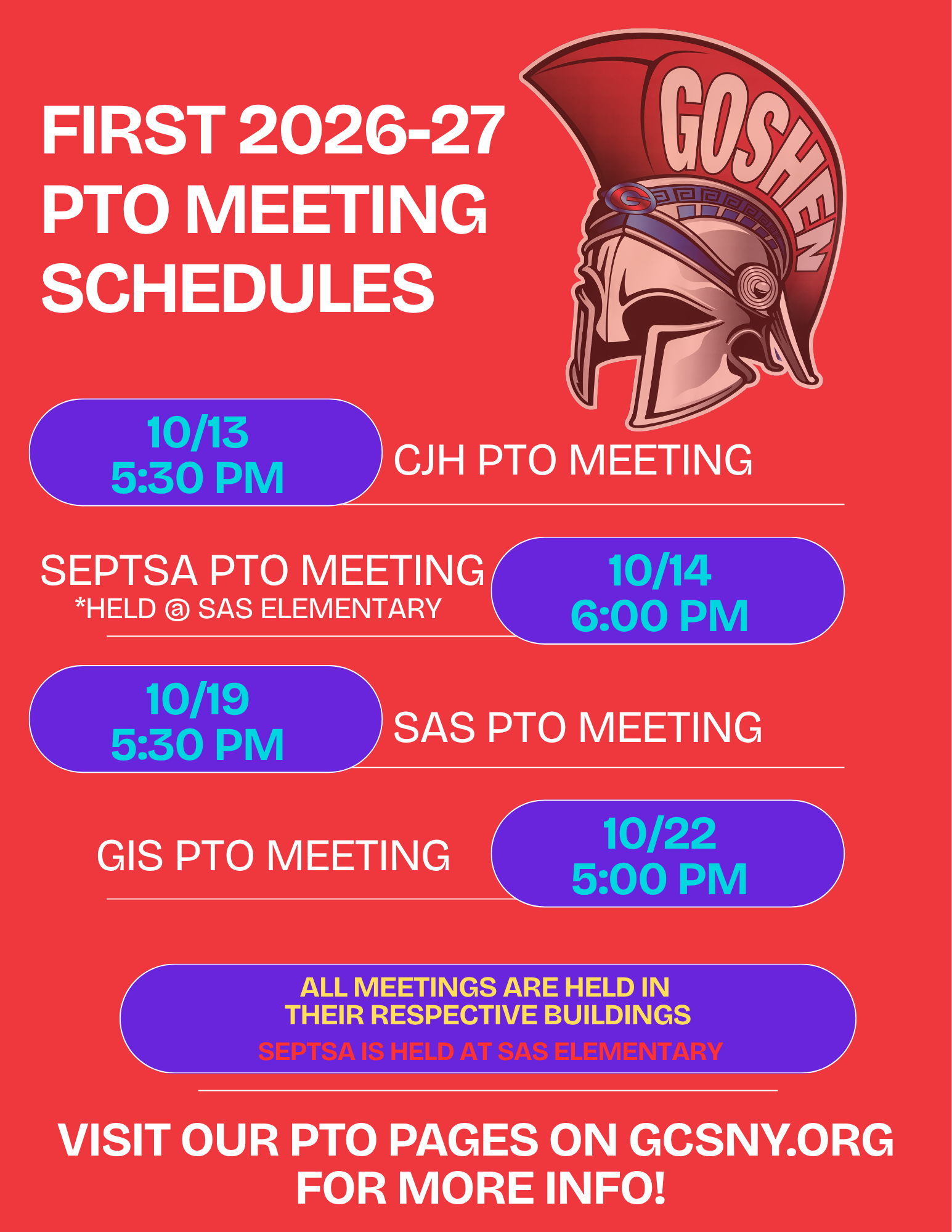 PTO First Meetings of 2026-27 Info