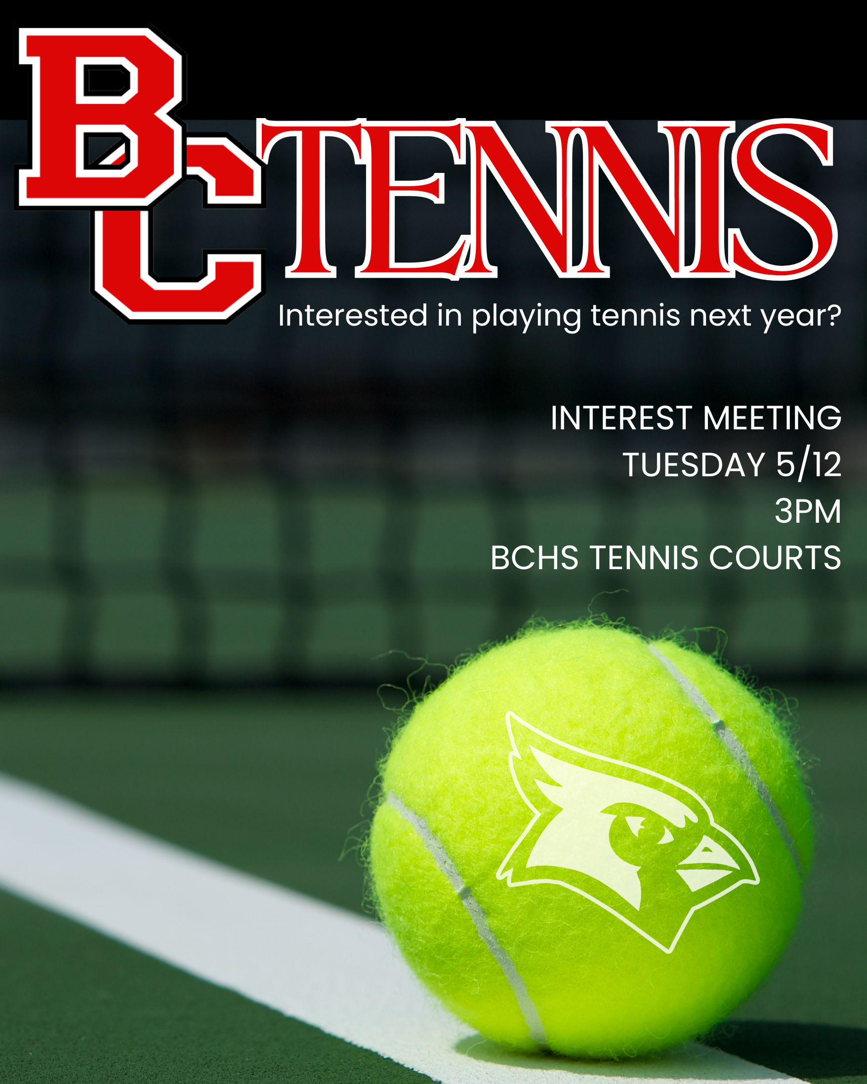 BC Tennis Interest Meeting Tomorrow! 