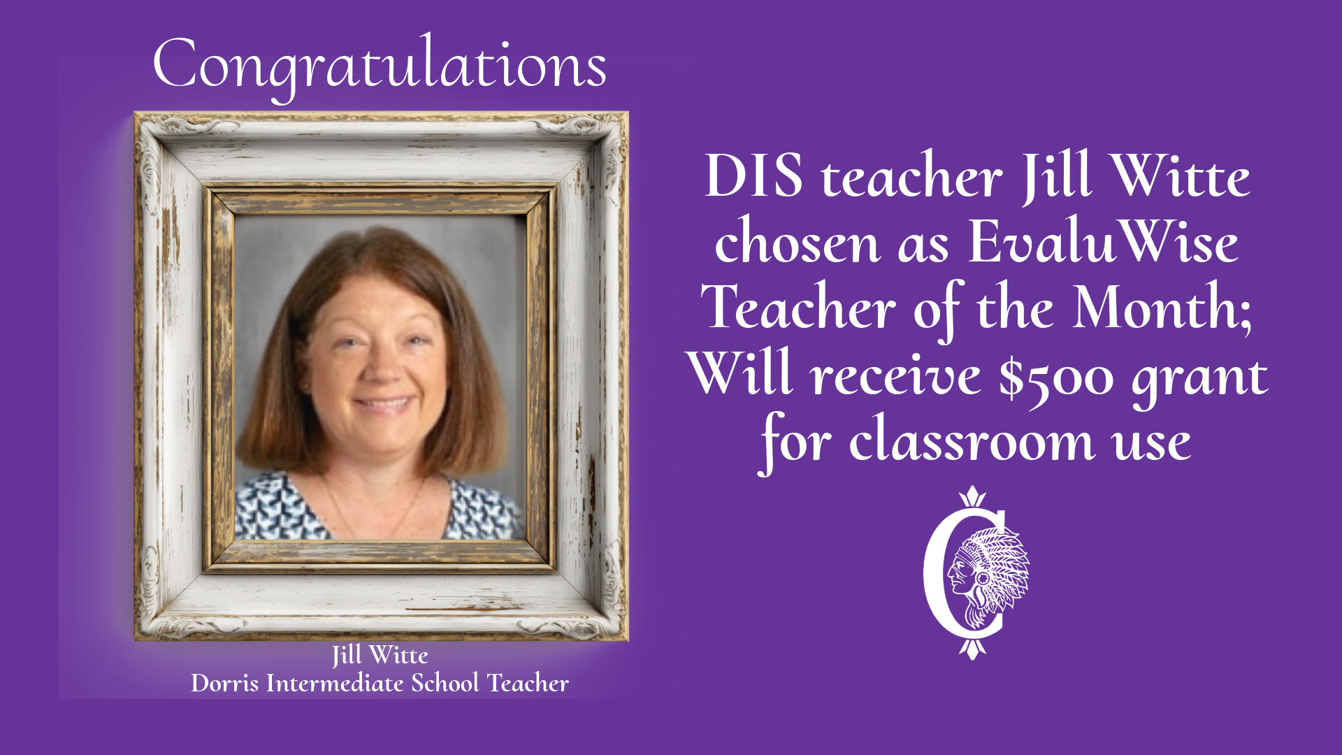 DIS Teacher Jill Witte Named EvaluWise Outstanding Teacher of the Month