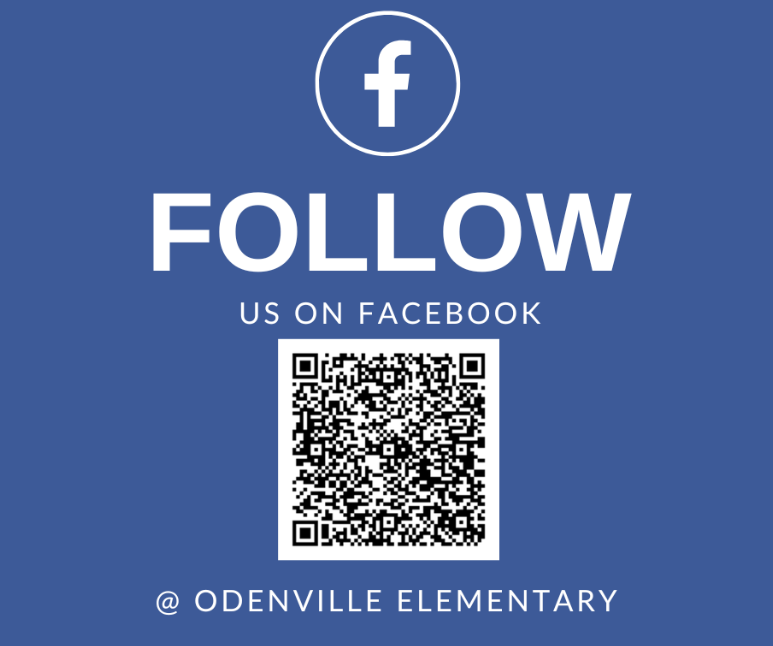 Follow Odenville Elementary on Facebook by scanning the QR code.