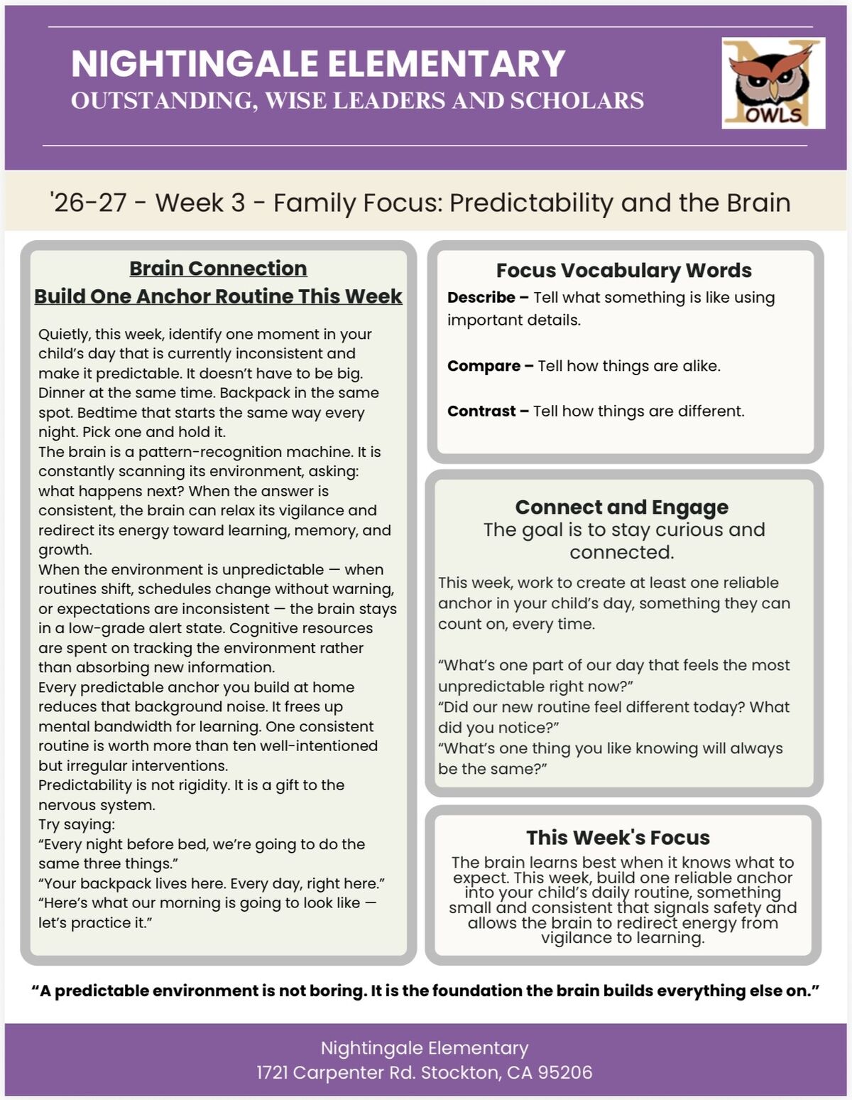 '26-27 - Week 3 - Family Focus: Predictability and the Brain
