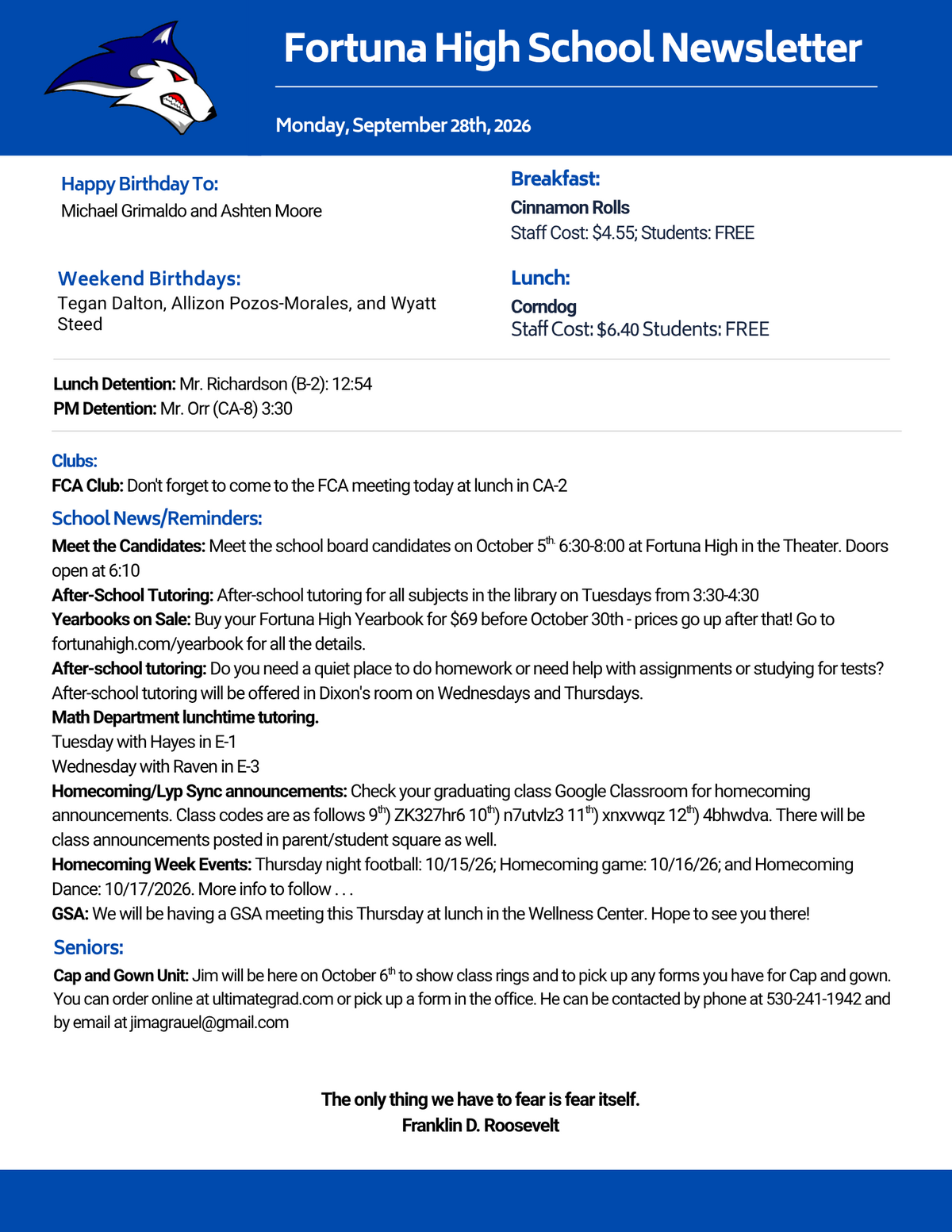 Bulletin 09/28/2026