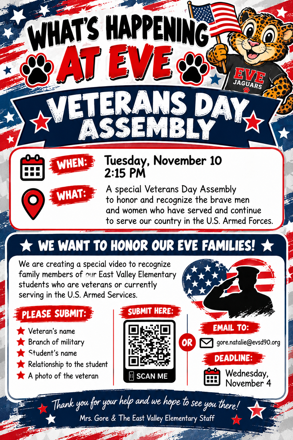 EVE Veteran's Day Assembly is Coming!