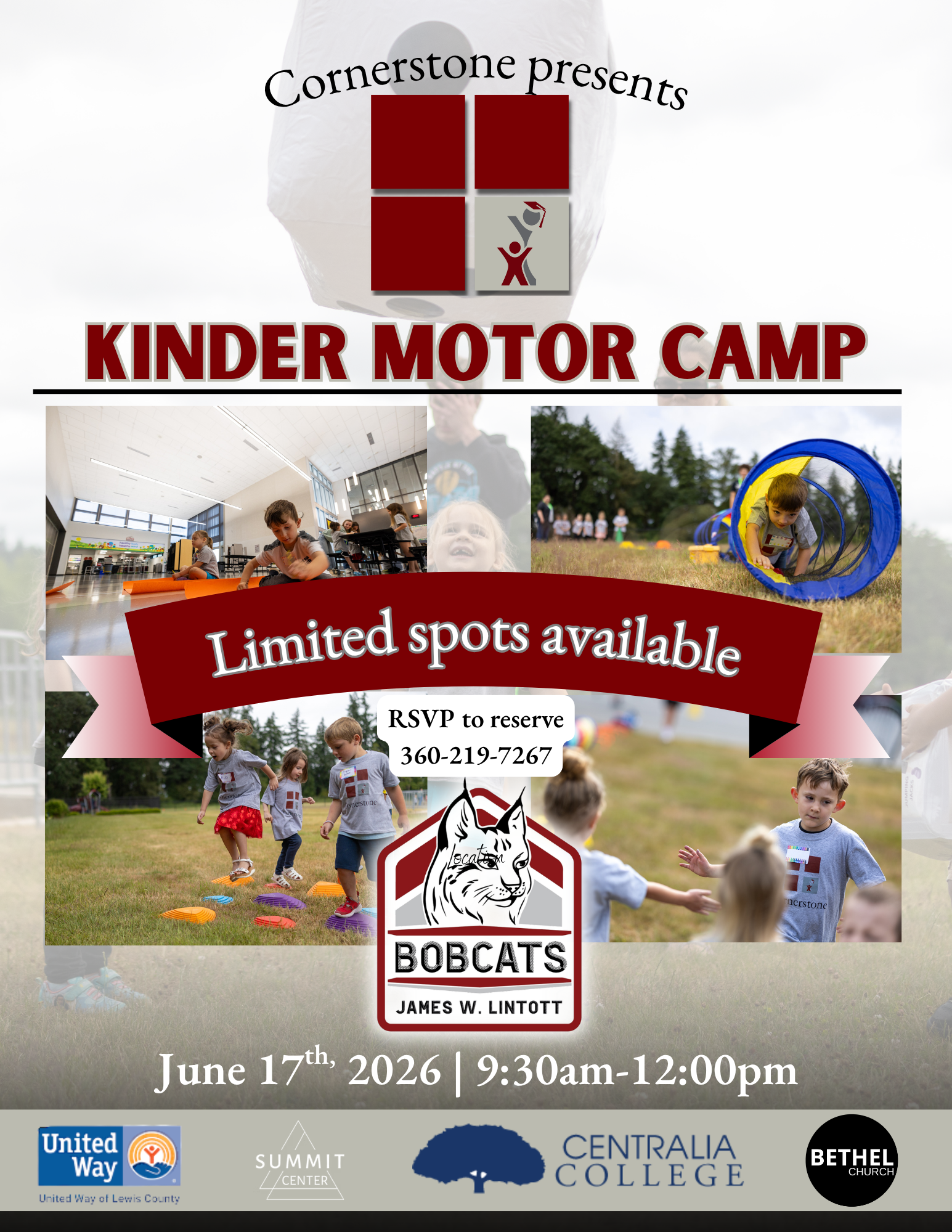 Limited spots available!  Kinder Motor Camp this Wednesday 6/17
