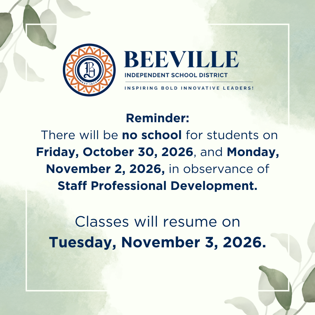 Reminder: No School For Students - Friday, October 30 and Monday, November 2