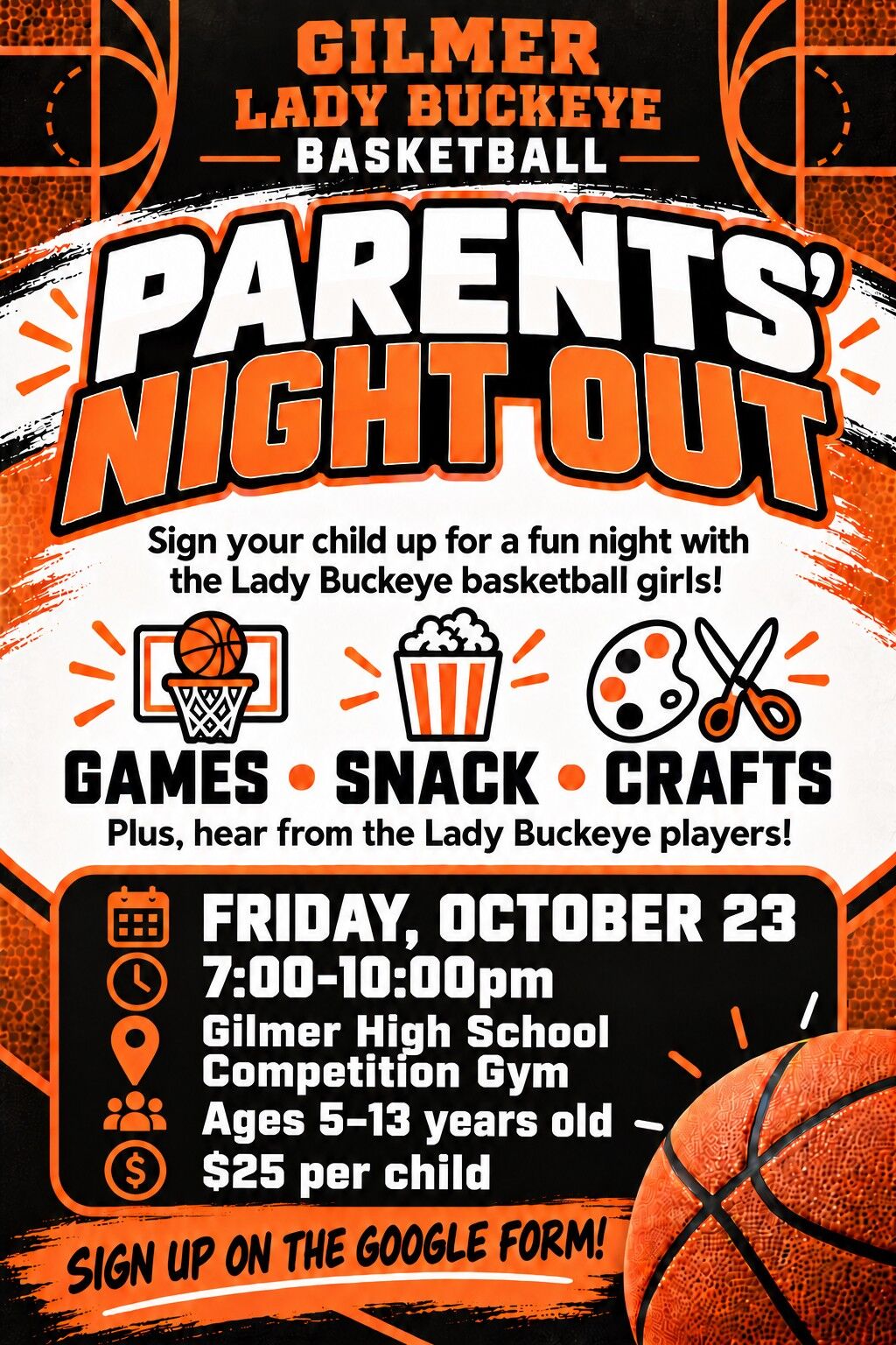 Parents' Night Out -- Varsity Girls Basketball Fundraiser