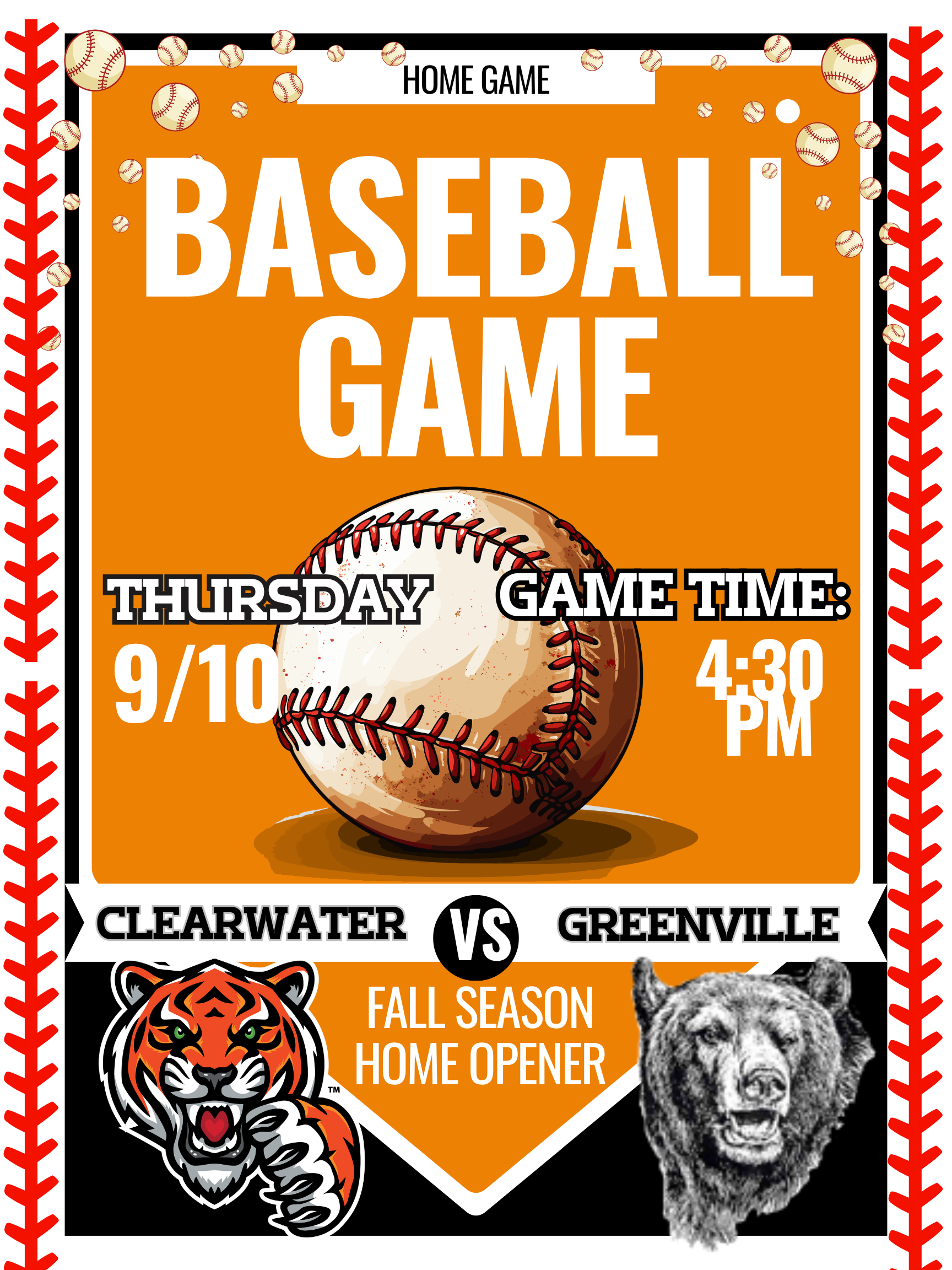 Season Opener Home BASEBALL GAME- 9/10/26