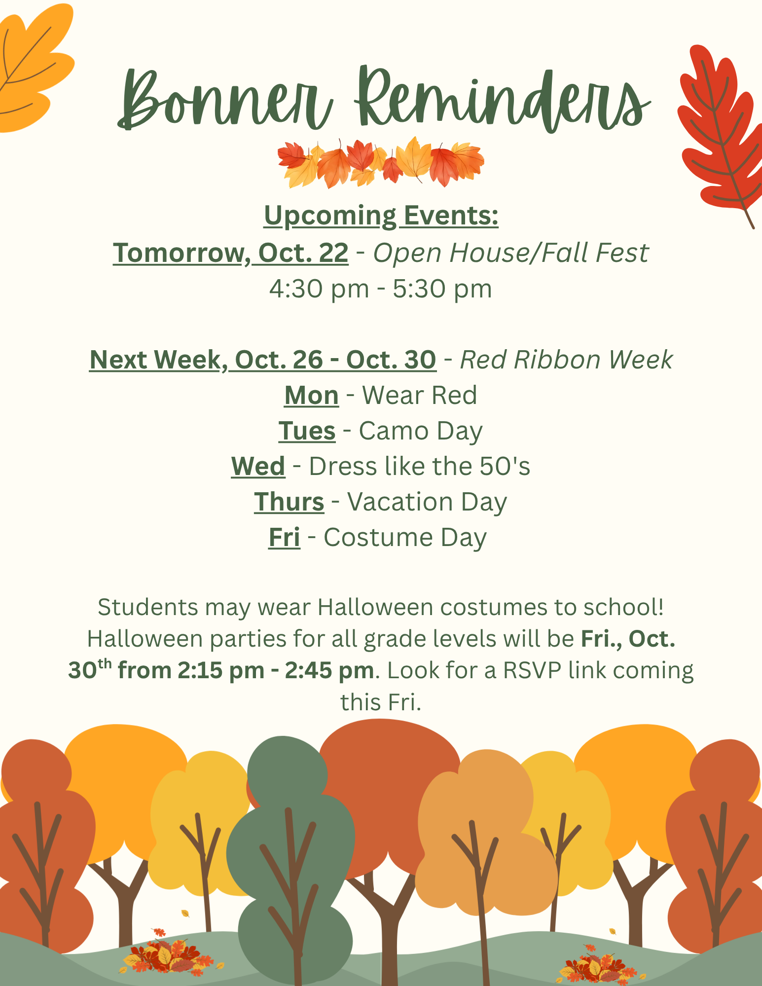 REMINDERS: Upcoming Events