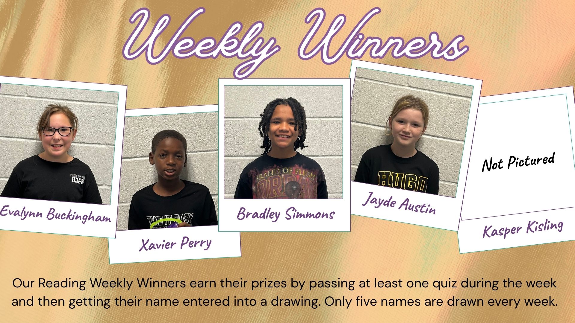 HIS Library Legends Weekly Reading Reward Winners - September 21st-September 25th