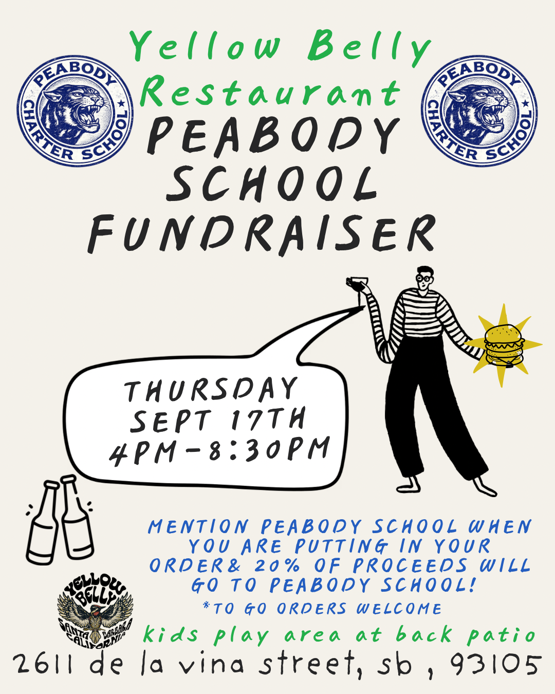 Join Us at Yellowbelly Restaurant on Thursday, September 17th for Peabody Dinner Night