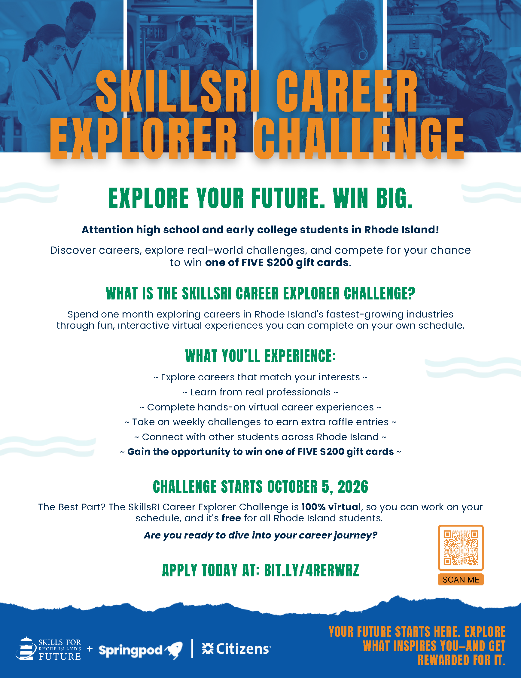 Explore Your Future. Win Big! 🚀 SkillsRI Career Explorer Challenge