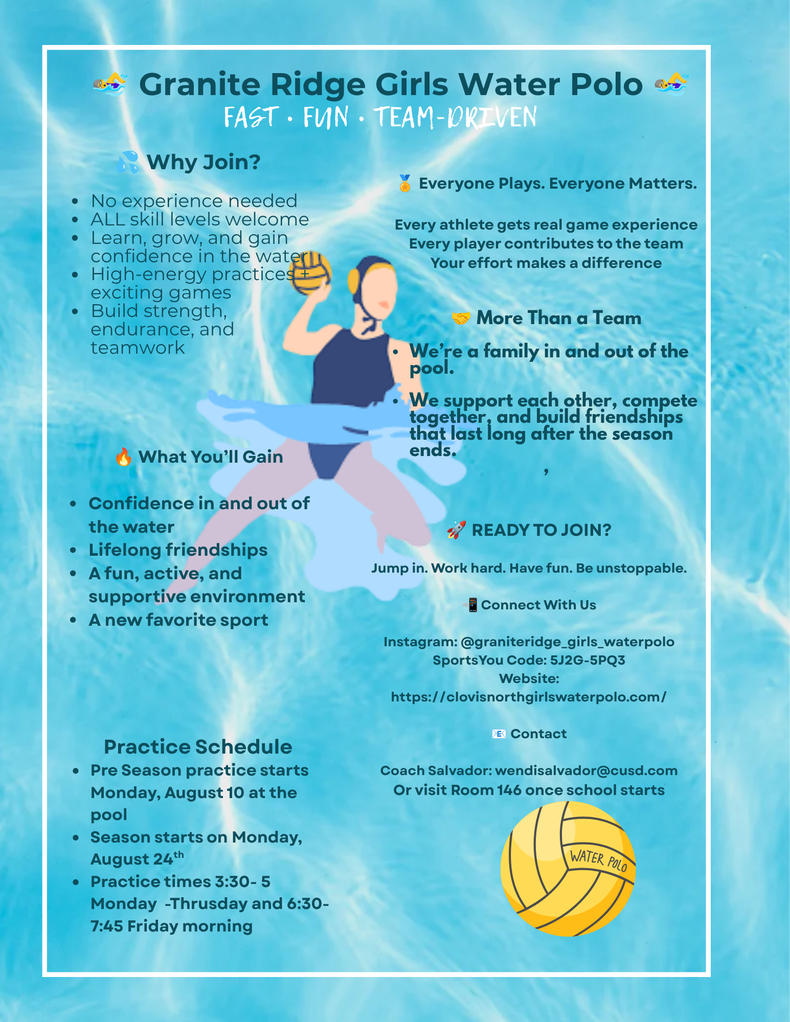 Granite Ridge Girls Water Polo Tryouts