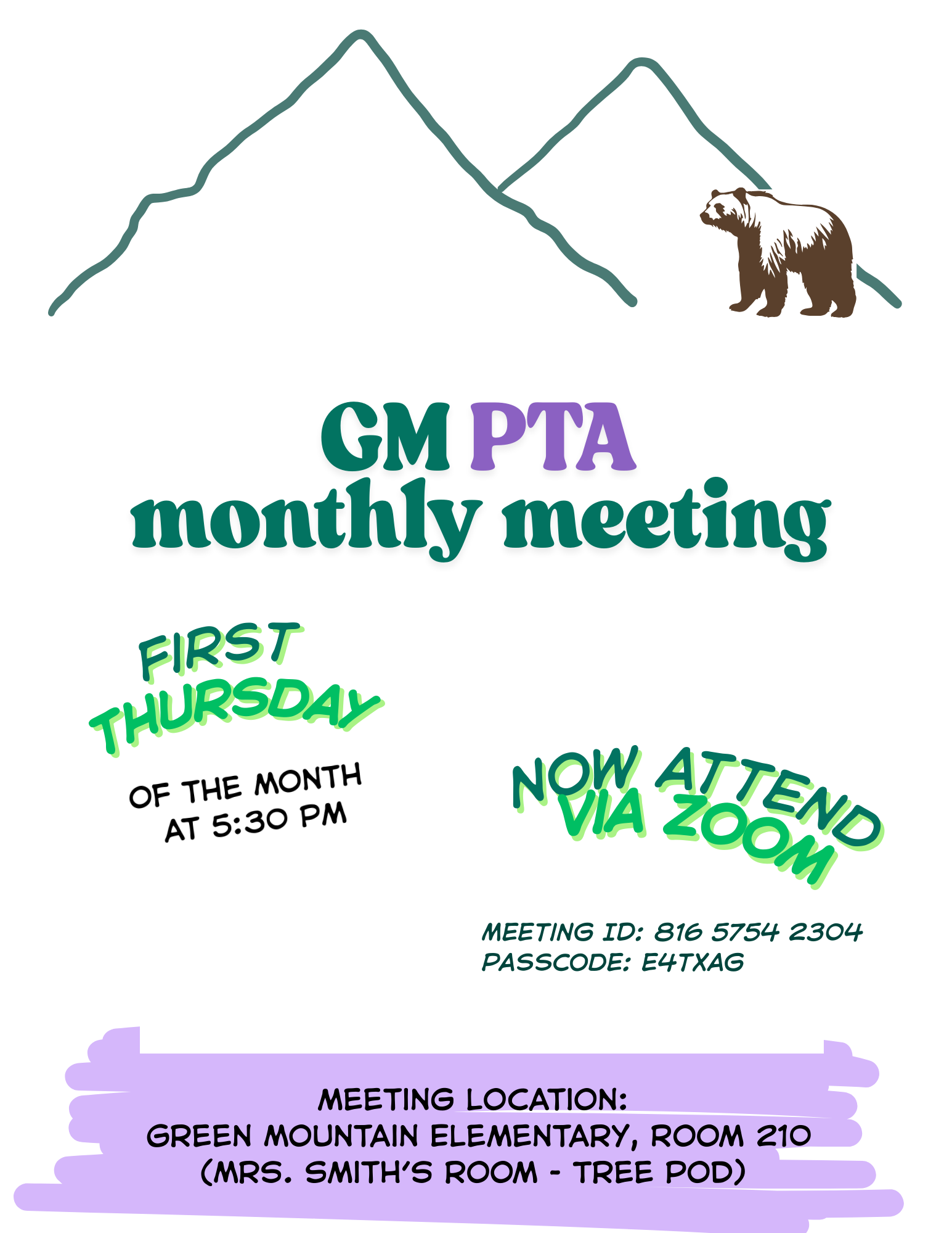 PTA Meeting Tonight ~ In-Person or Zoom