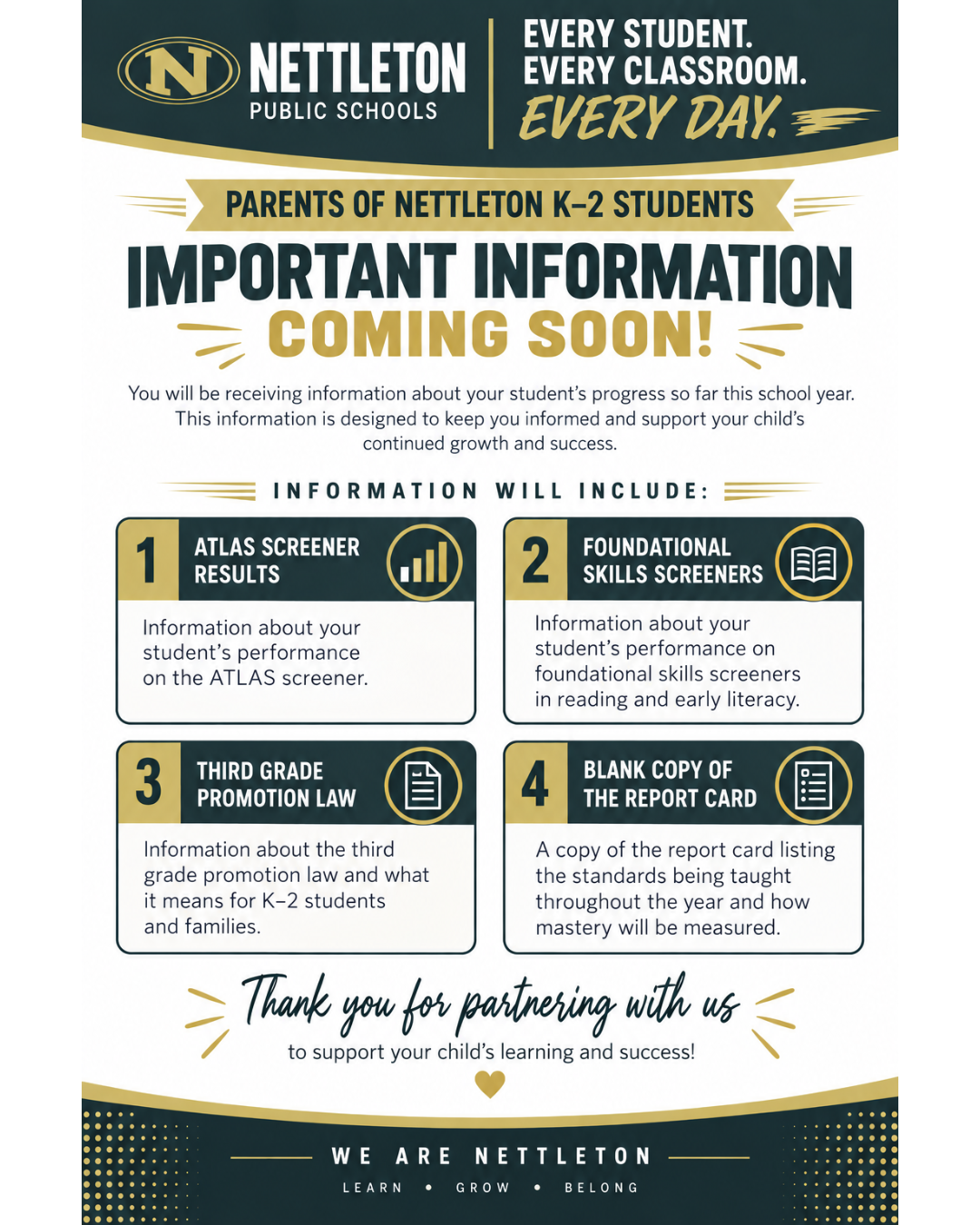Important Information for Parents of Nettleton K–2 Students