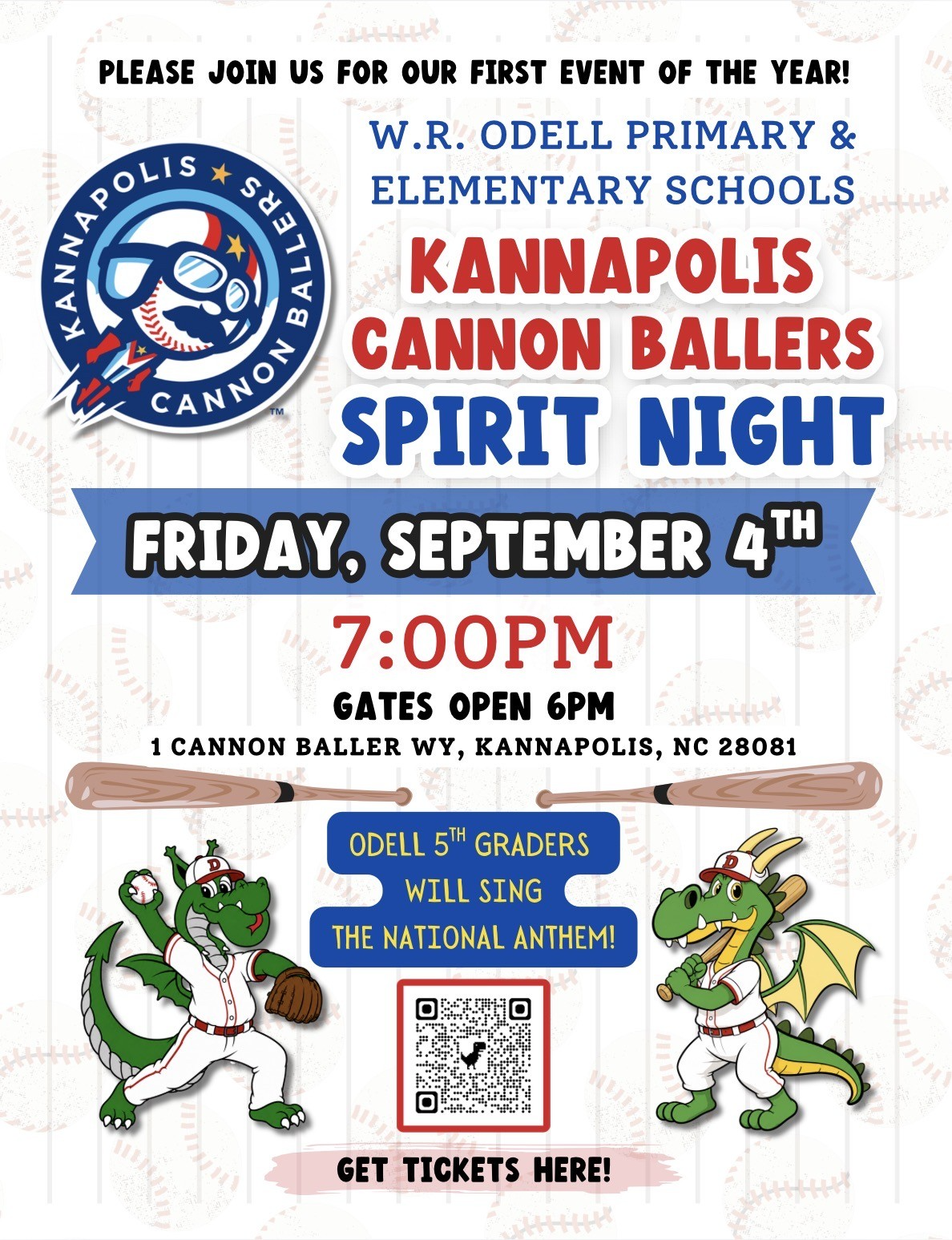 ⚾🐉 Cannon Ballers Spirit Night - September 4th! 🐉⚾