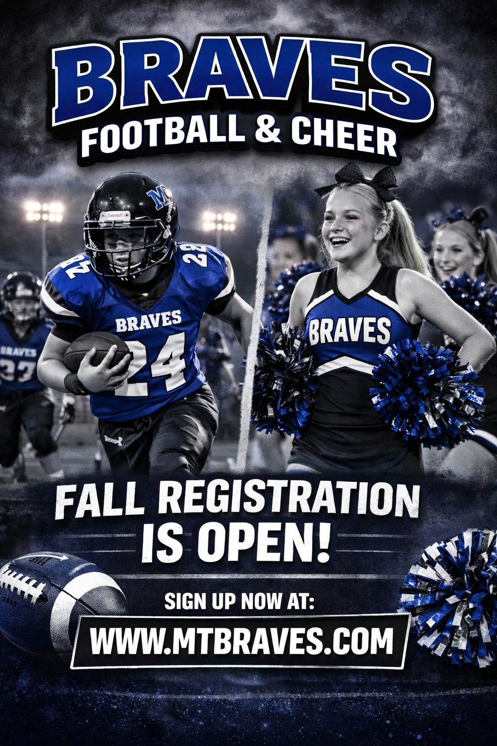 Registration for MTBraves Football & Cheer is now open for the fall season!