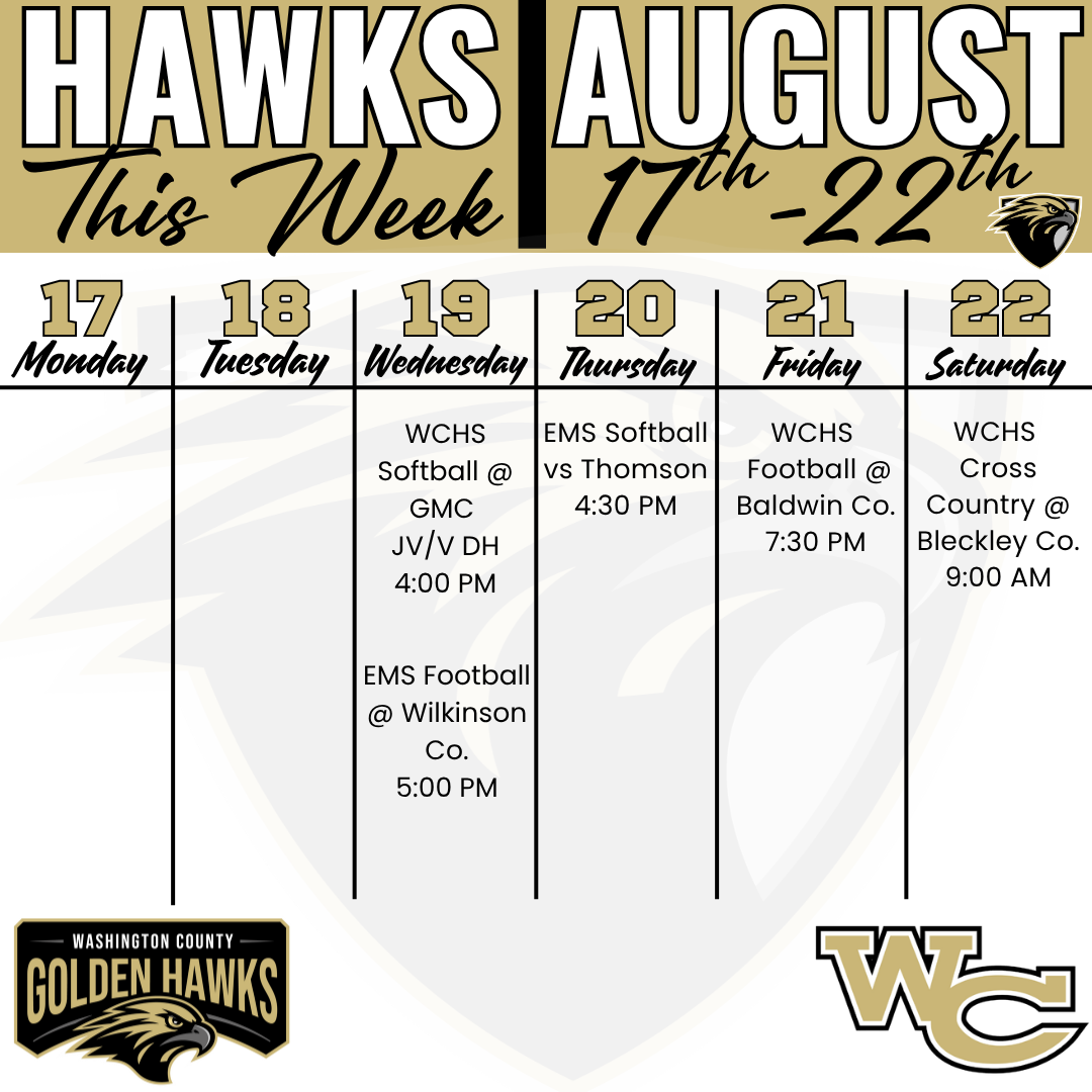 Golden Hawks Athletics Schedule for the Week