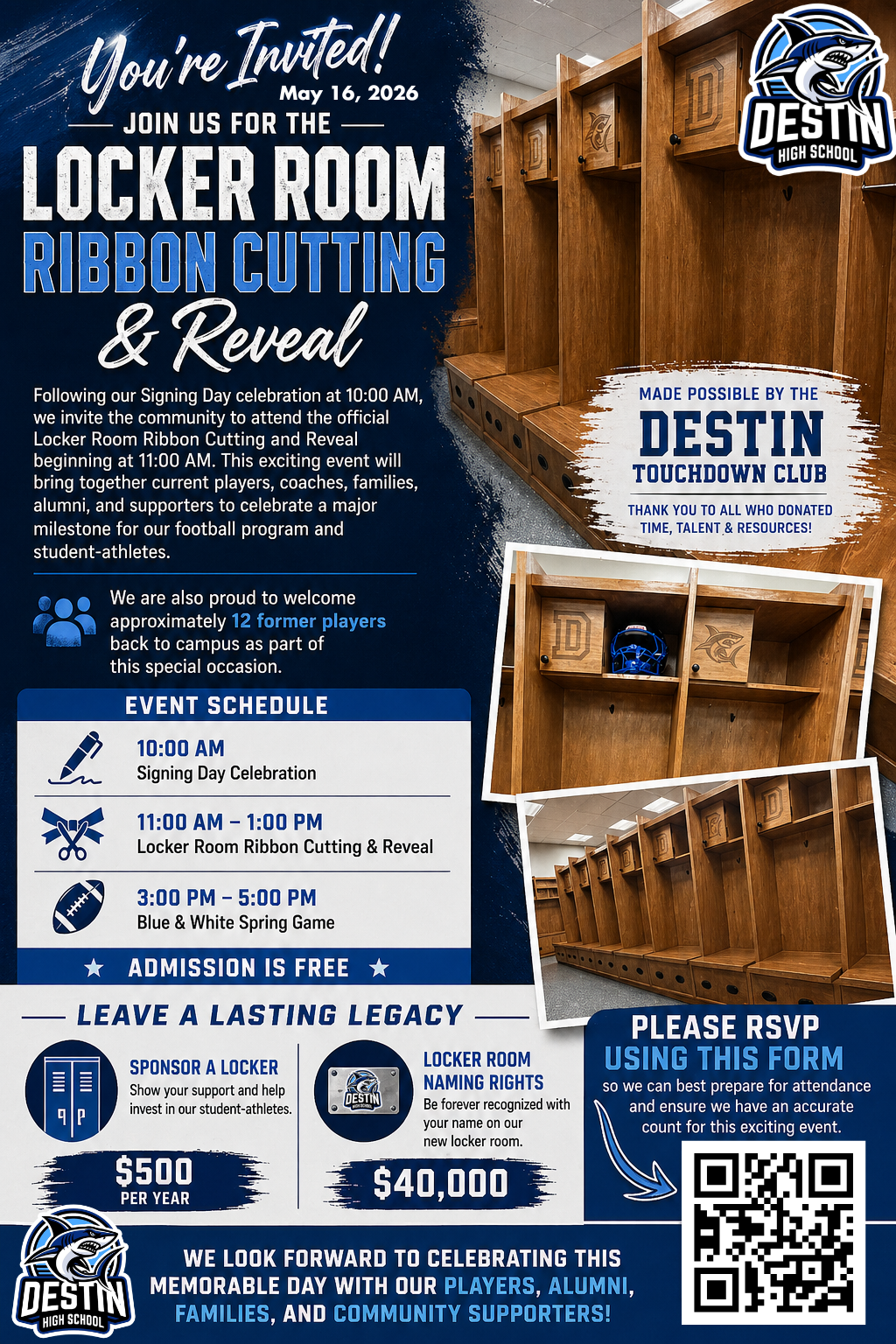 🏈 You’re Invited: Destin High School Locker Room Ribbon Cutting & Reveal 🏈