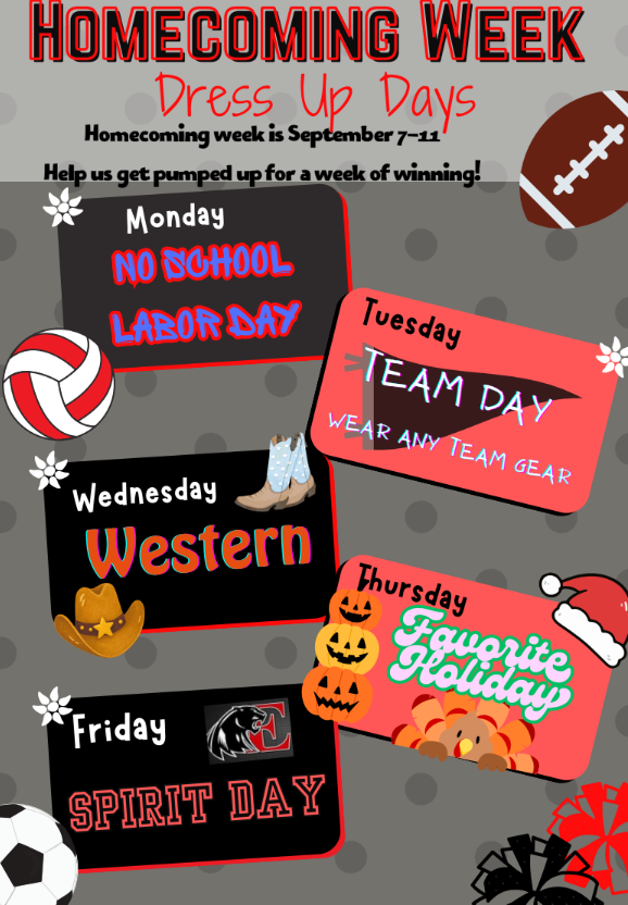 NEXT WEEK! DRESS UP DAYS FOR HOMECOMING 9/7-9/11