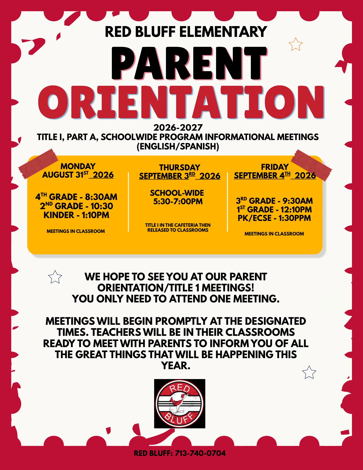 Parent Orientation & Title I, Part A Meetings
