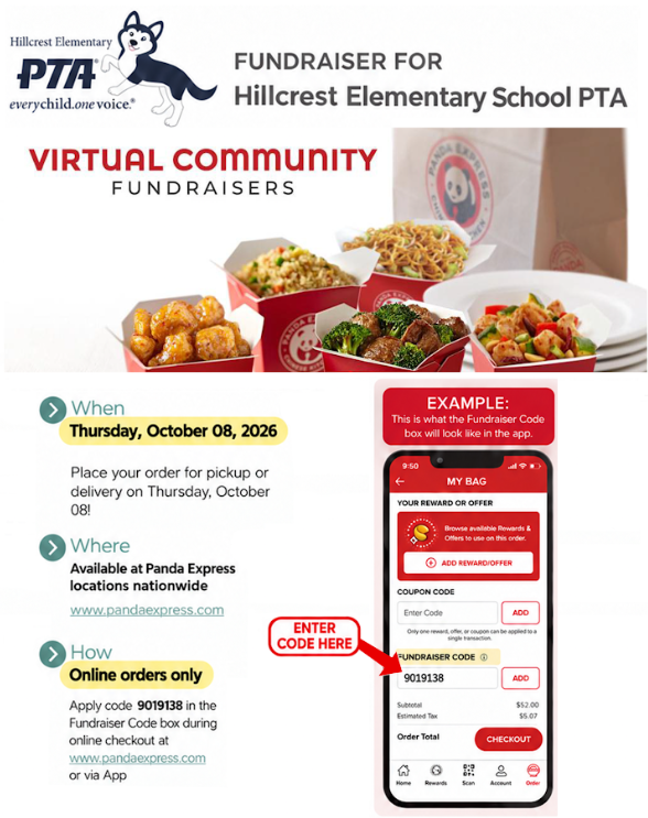Panda Express PTA Fundraiser 10/08/2026