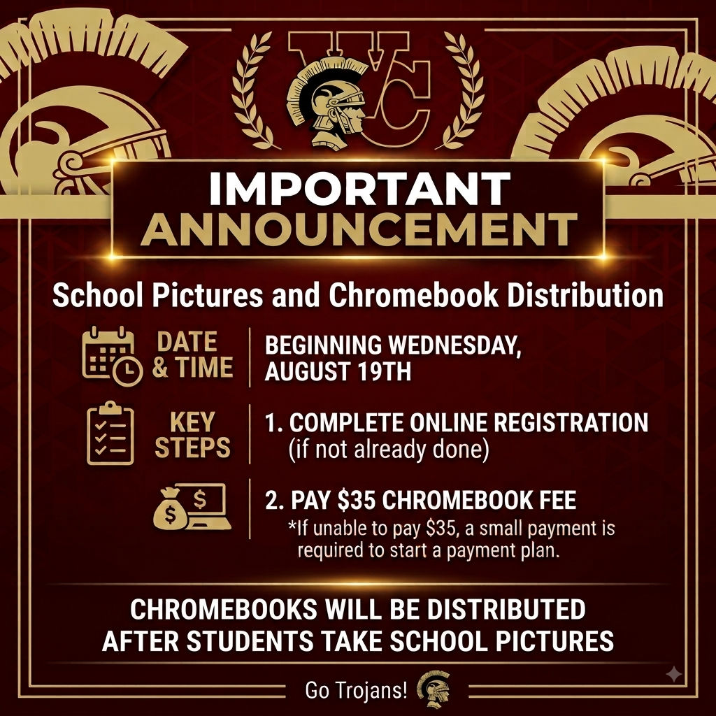School Pictures & Chromebook Distribution Wednesday, August 19th