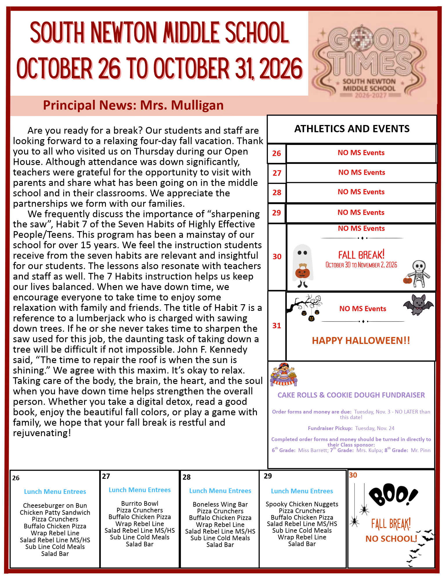 SNMS Gazette October 26 - 31, 2026