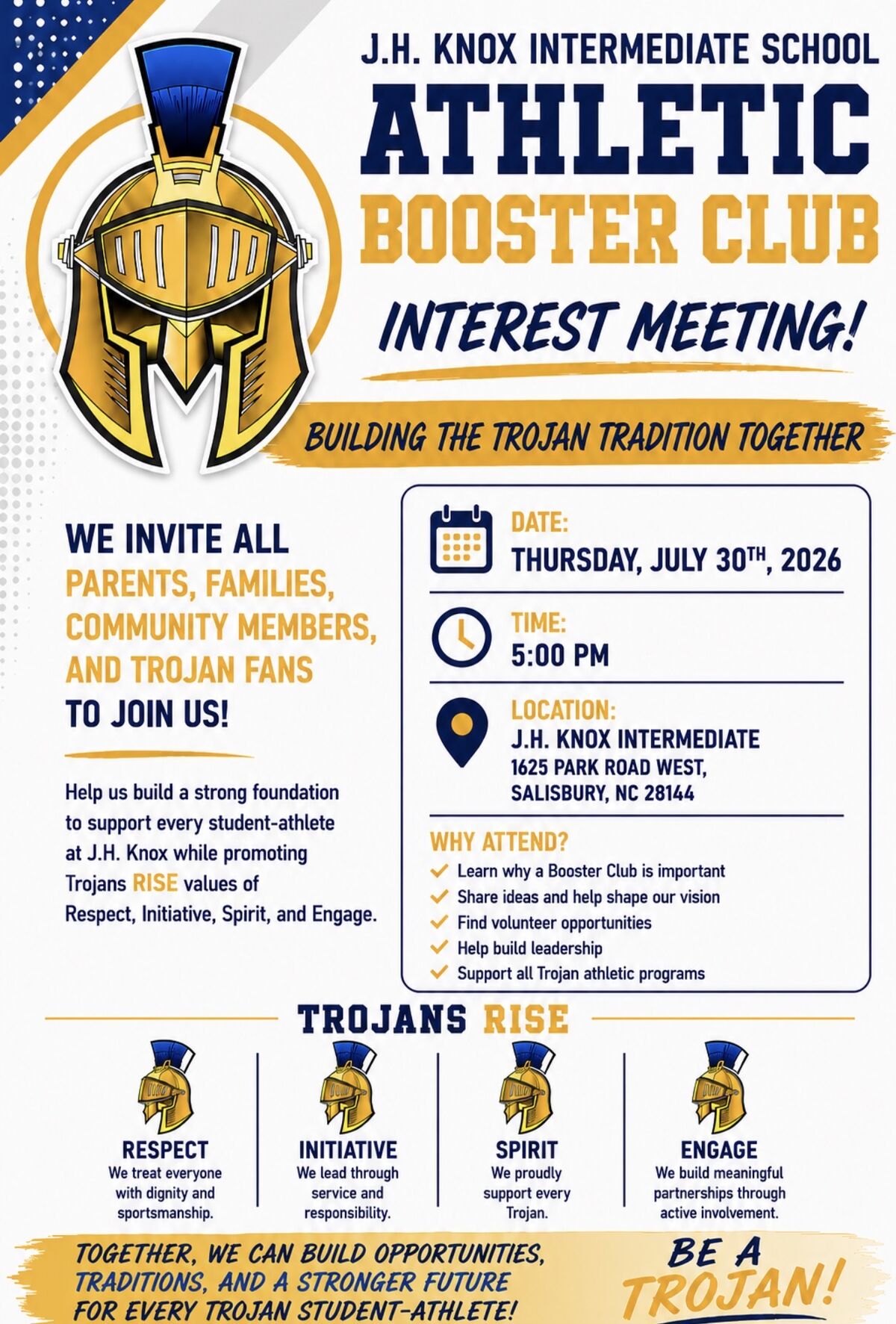 JH Knox Athletic Booster Club Meeting--July 30