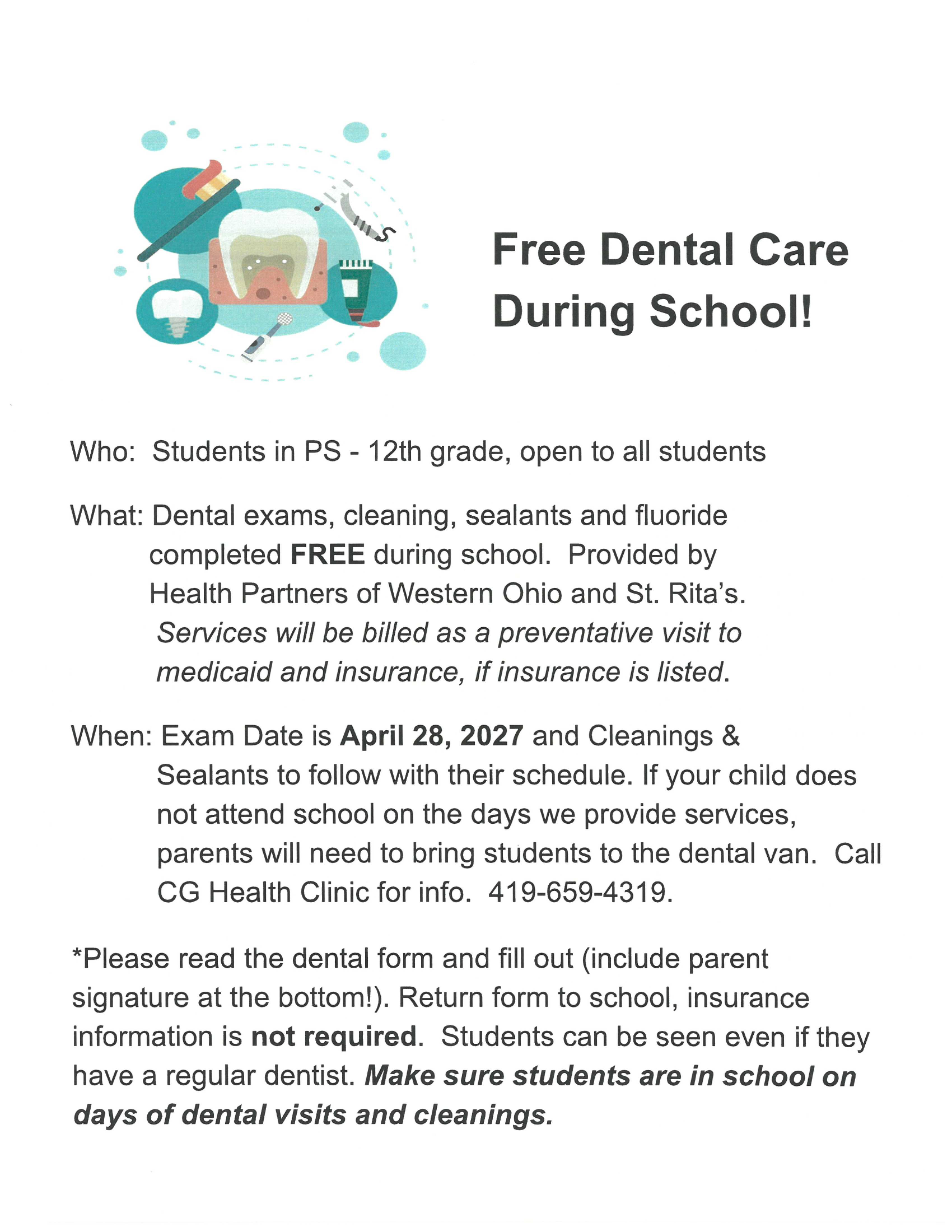 Free Dental Care During School!
