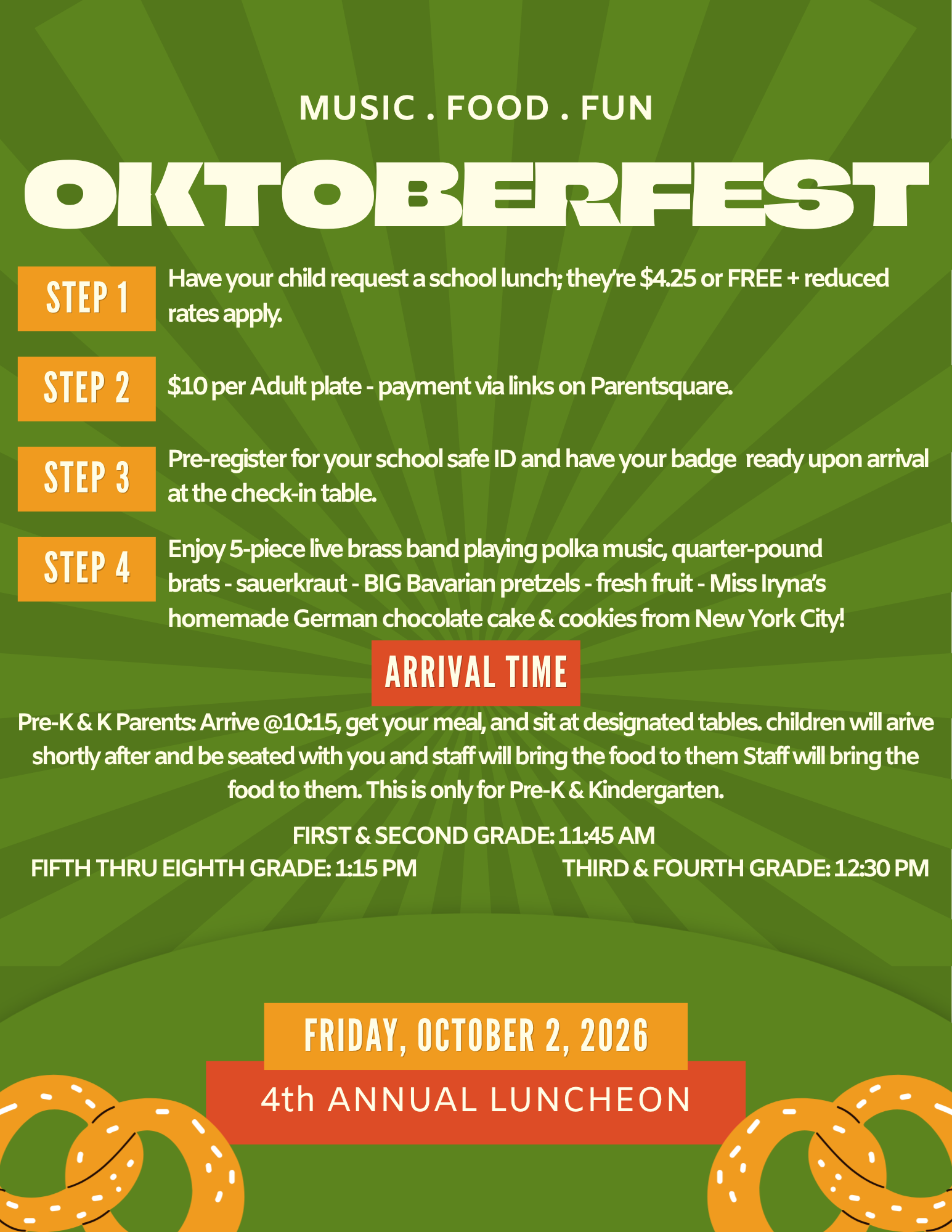 Oktoberfest 4th Annual Fundraiser Luncheon - Dine with your kids! NEXT FRIDAY SIGN UP HERE!