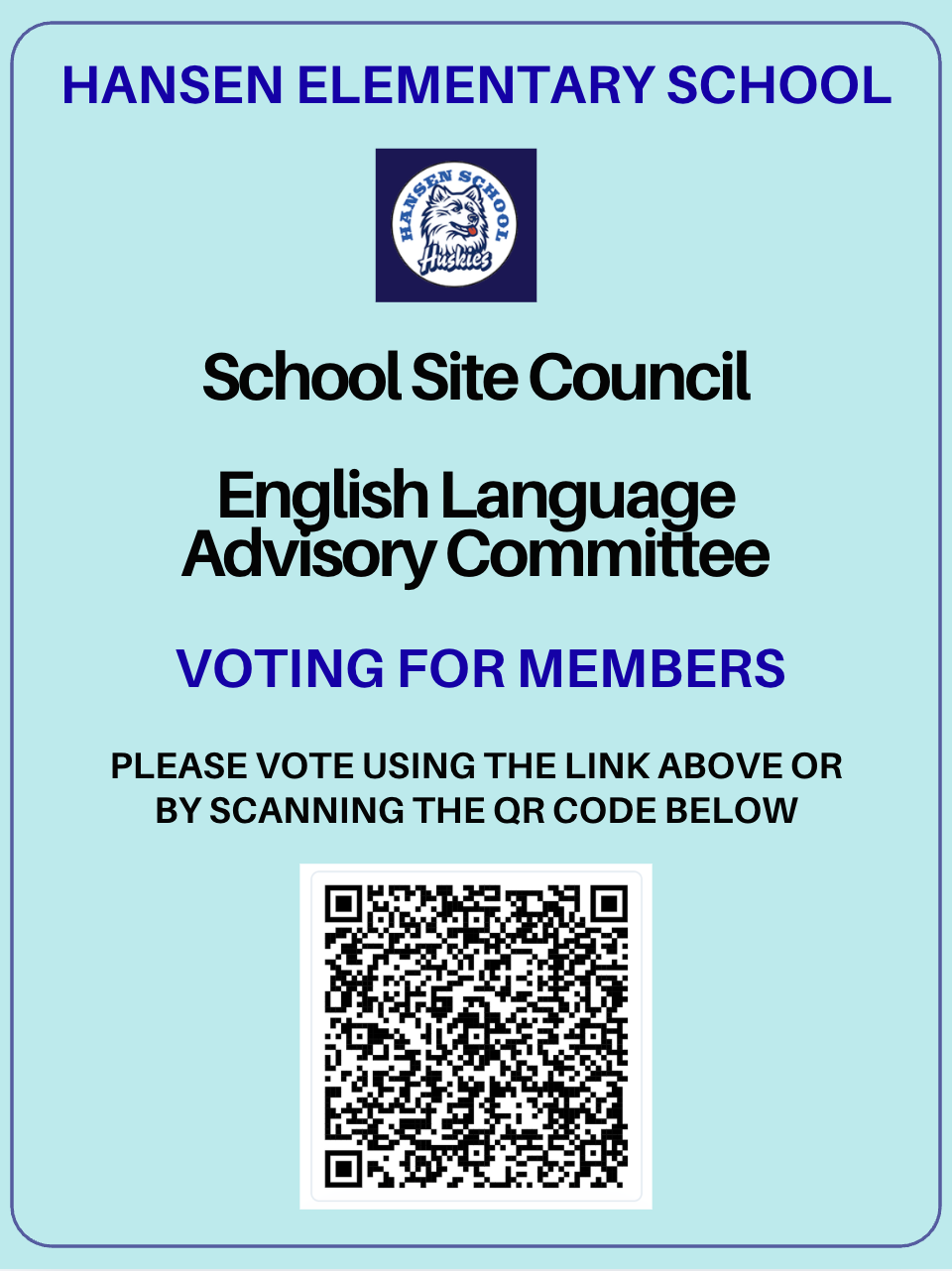 Hansen Elementary School: Parent Voting - School Site Council (SSC) and English Language Advisory Committee (ELAC)